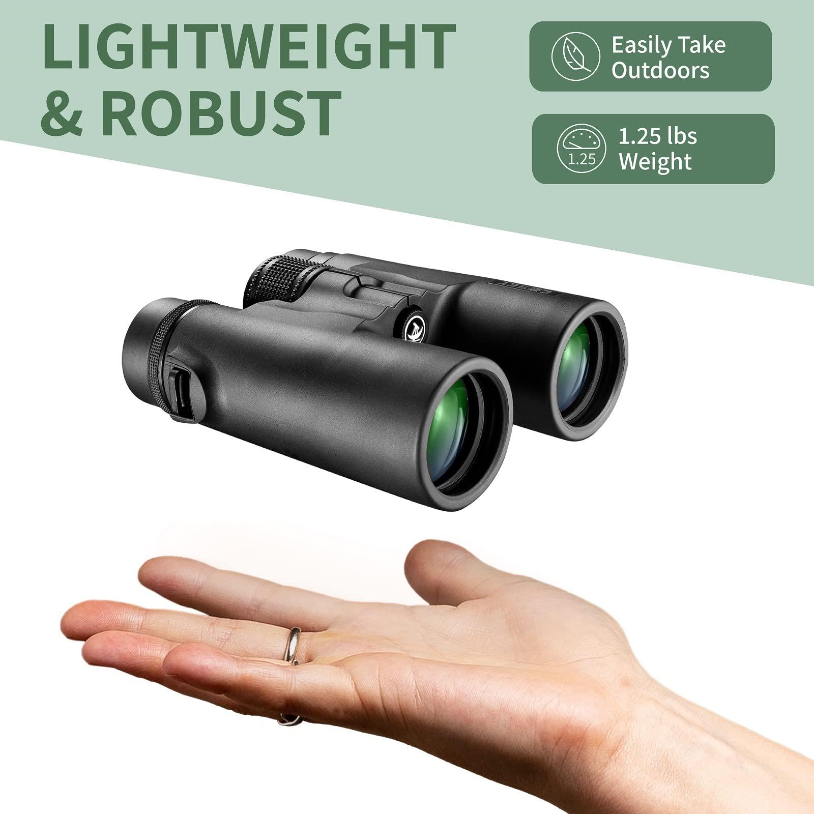 Gosky 10x42 Roof Prism Binoculars for Adults, HD Professional Binoculars for Bird Watching Travel Stargazing Hunting Concerts Sports-BAK4 Prism FMC Lens-with Phone Mount Strap Carrying Bag - Image 4
