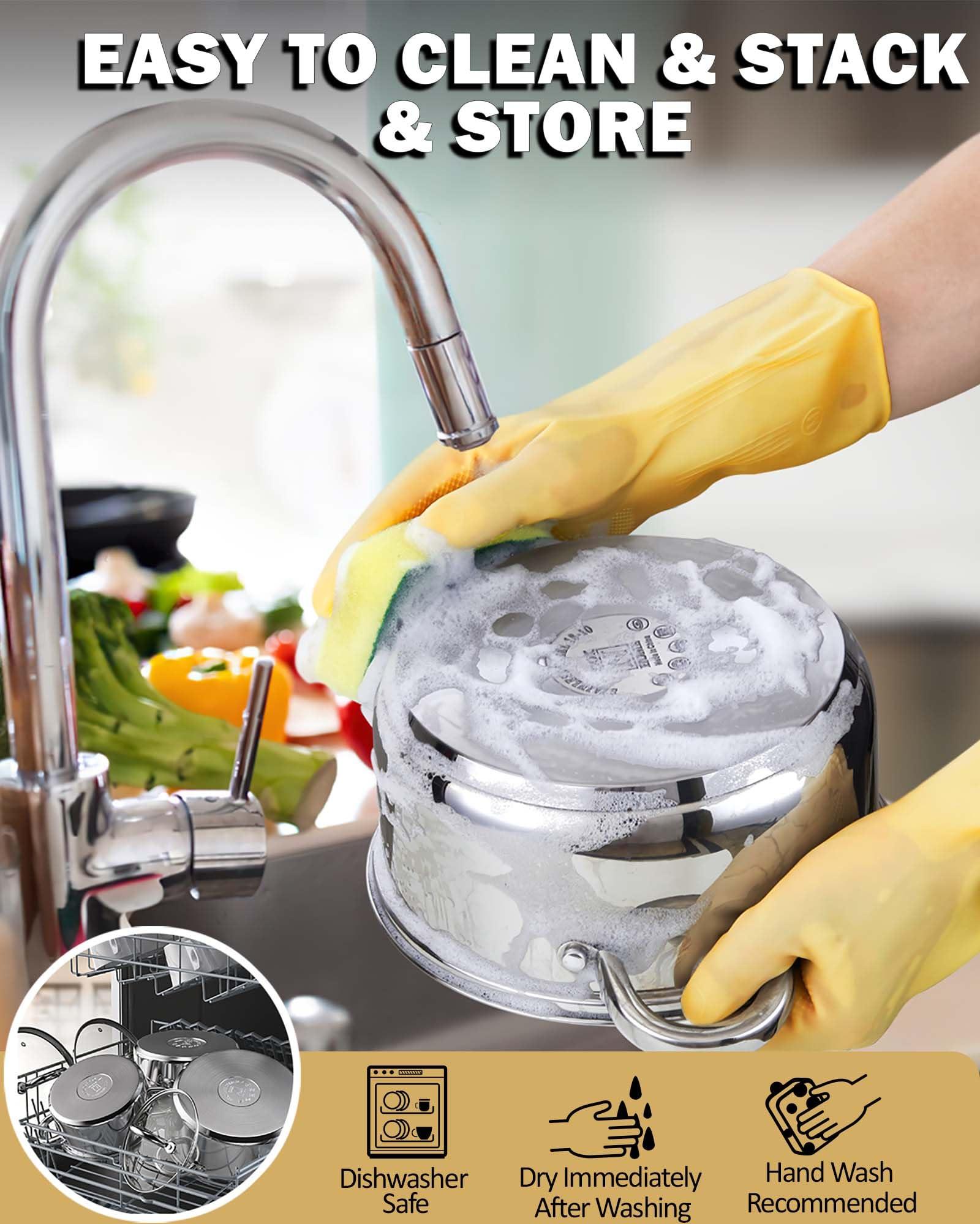 Cook N Home Kitchen Cookware Sets, 12-Piece Basic Stainless Steel Pots and Pans, Silver - Image 8