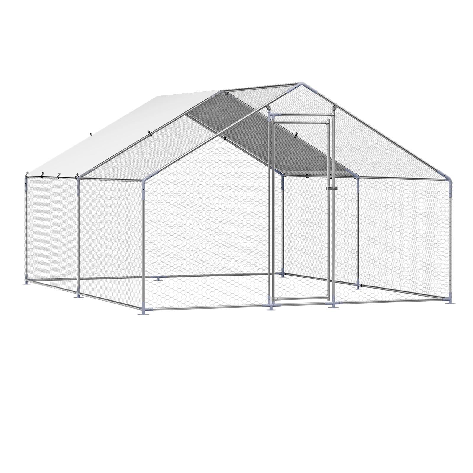 VEVOR Large Metal Chicken Coop, 9.8x13.1x6.5 ft Large Walk in Chicken Runs for Yard with Cover, Hen House Enclosure with Security Lock, Outdoor Duck Rabbit Cage Poultry Pen for Backyard, Farm, Yard - Image 9