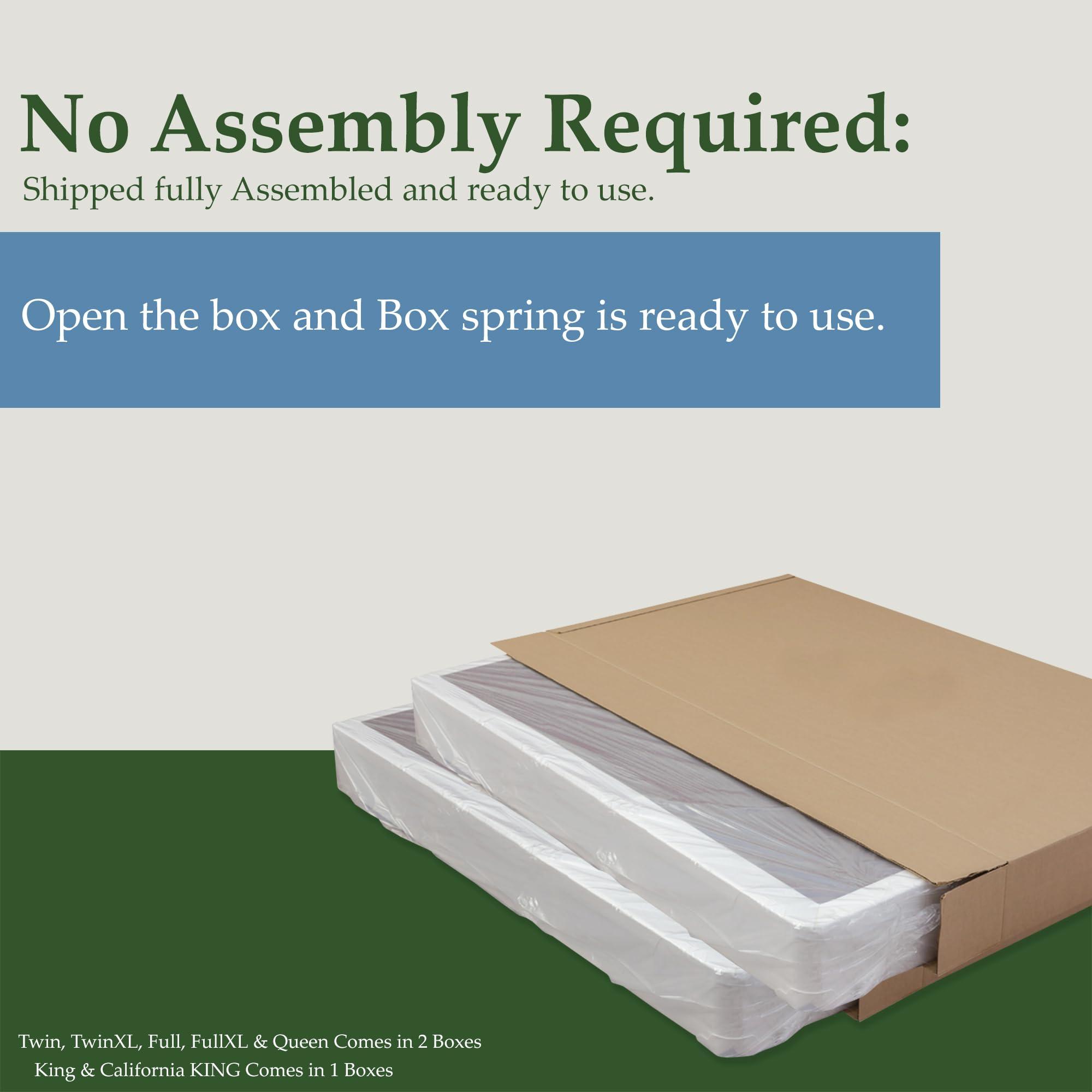 Spring Solution 4-Inch Wood Split Low Profile Traditional Box Spring/Foundation for Mattress Set, King, 1, White - Image 4