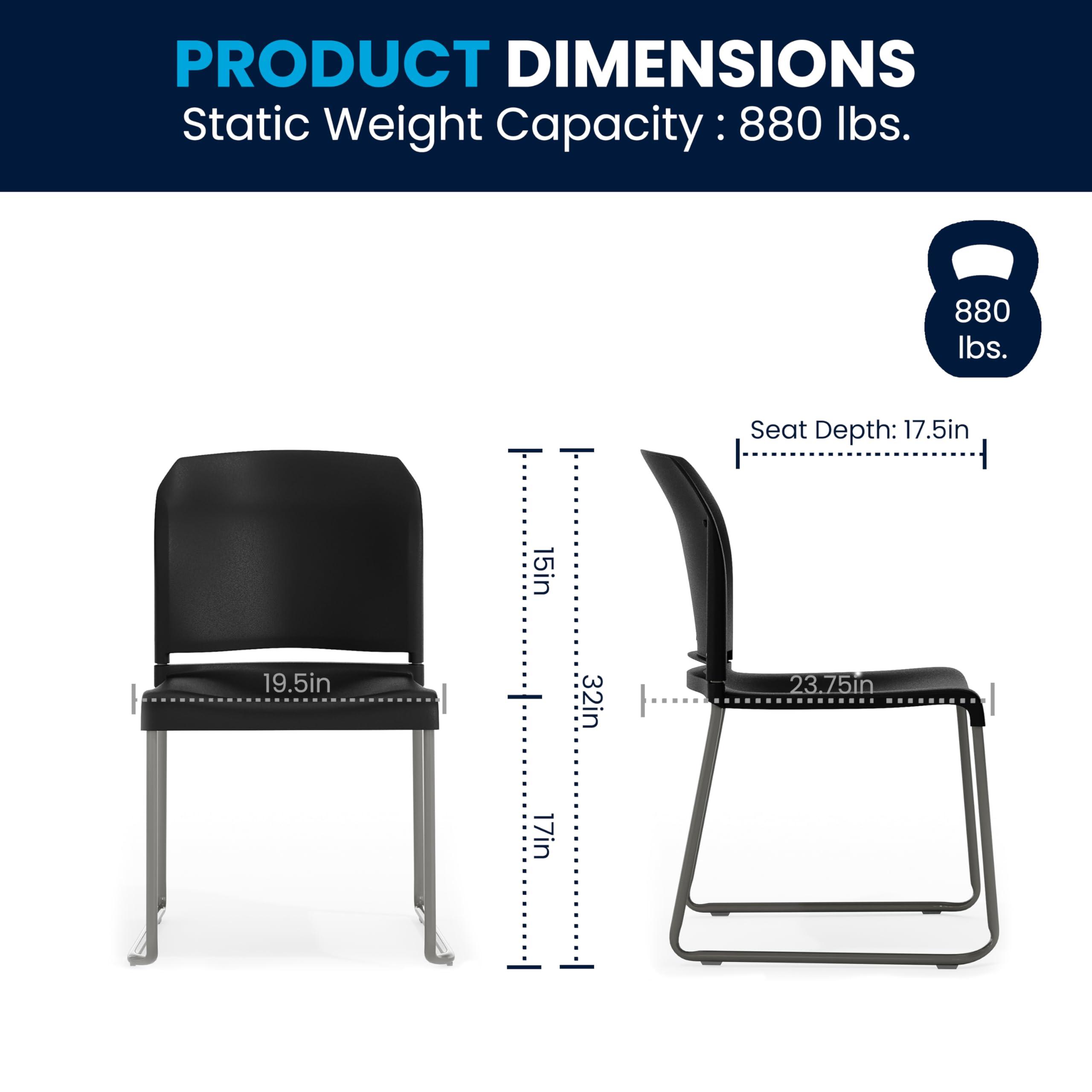 Flash Furniture Hercules Series Contoured Stacking Chairs for Waiting Rooms and Offices, Ergonomic Lobby Chairs with Curved Back, Set of 5, Black - Image 3