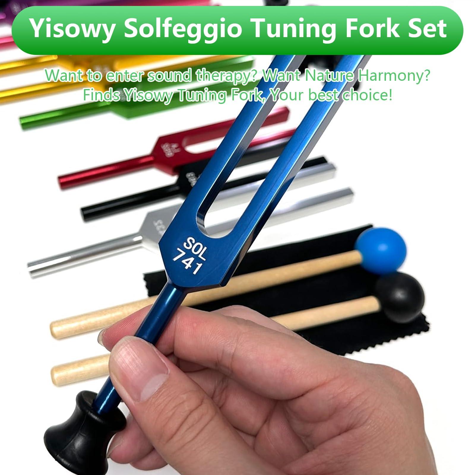 Yisowy 18pcs Solfeggio Tuning Forks Set, 10 Premium Aluminum Alloy Vibrational Forks with 2 Ergonomic Mallets, Activator & Accessories Kit for Yoga, Sound Therapy, Chakra Balancing & Stress Relief - Image 6