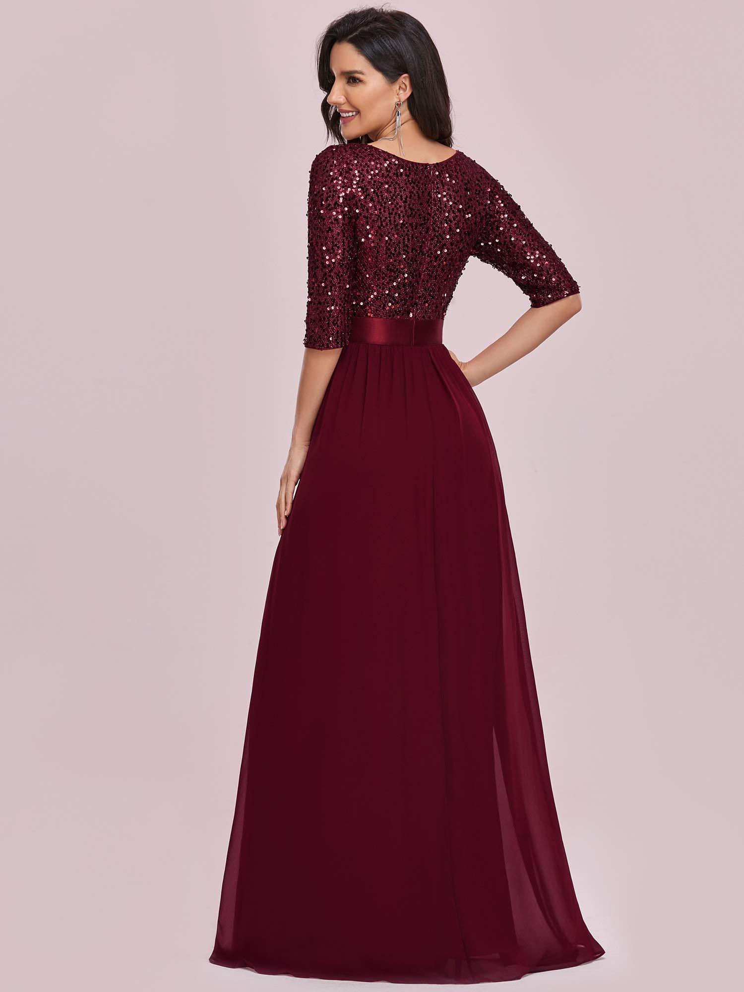Ever-Pretty Women's Elegant A Line Crew Neck Half Sleeve Sequin Maxi Evening Dress 00683 - Image 2