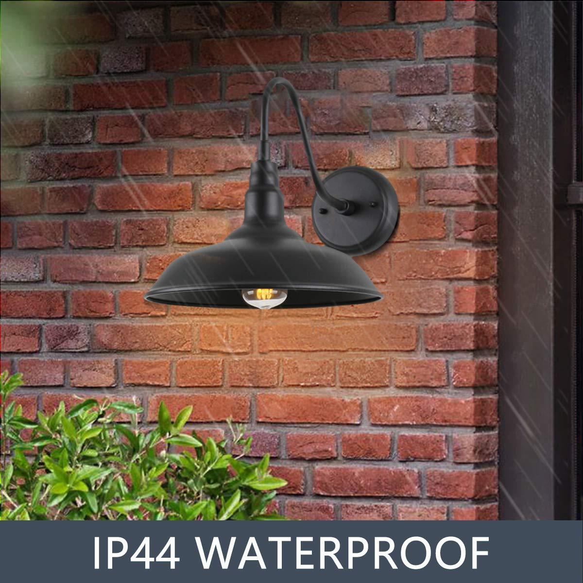 GOALPLUS 10in. Gooseneck Barn Light 6 Pack Farmhouse Wall Mount Light Fixture Exterior Waterproof Black Industrial Wall Sconce for Porch, Garage, Patio and Doorway, E26, LM2201-6P - Image 8