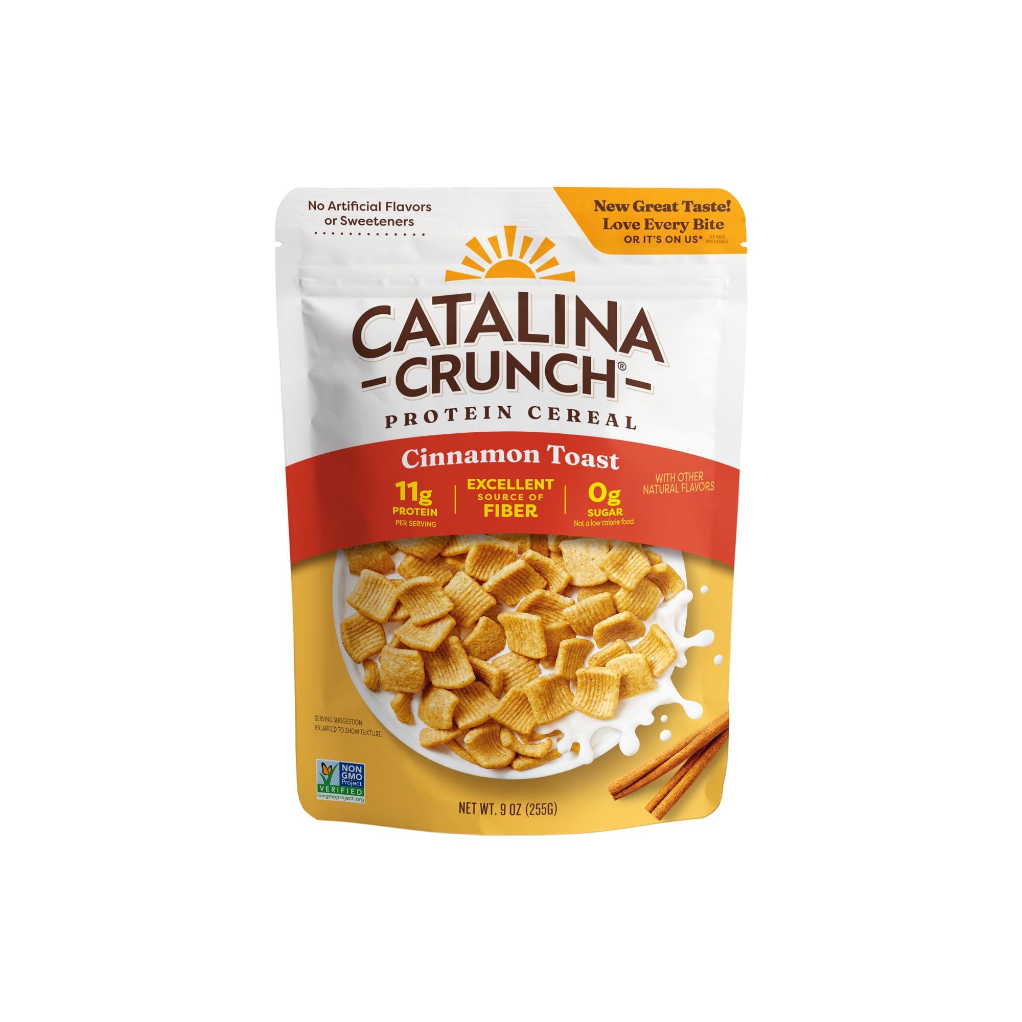 Catalina Crunch Protein Cereal - Sugar Free Breakfast Cereal with 11g of Protein - Gluten Free, Keto Friendly - Cinnamon Toast - 9 oz. Bag (Pack of 1) - Packaging May Vary