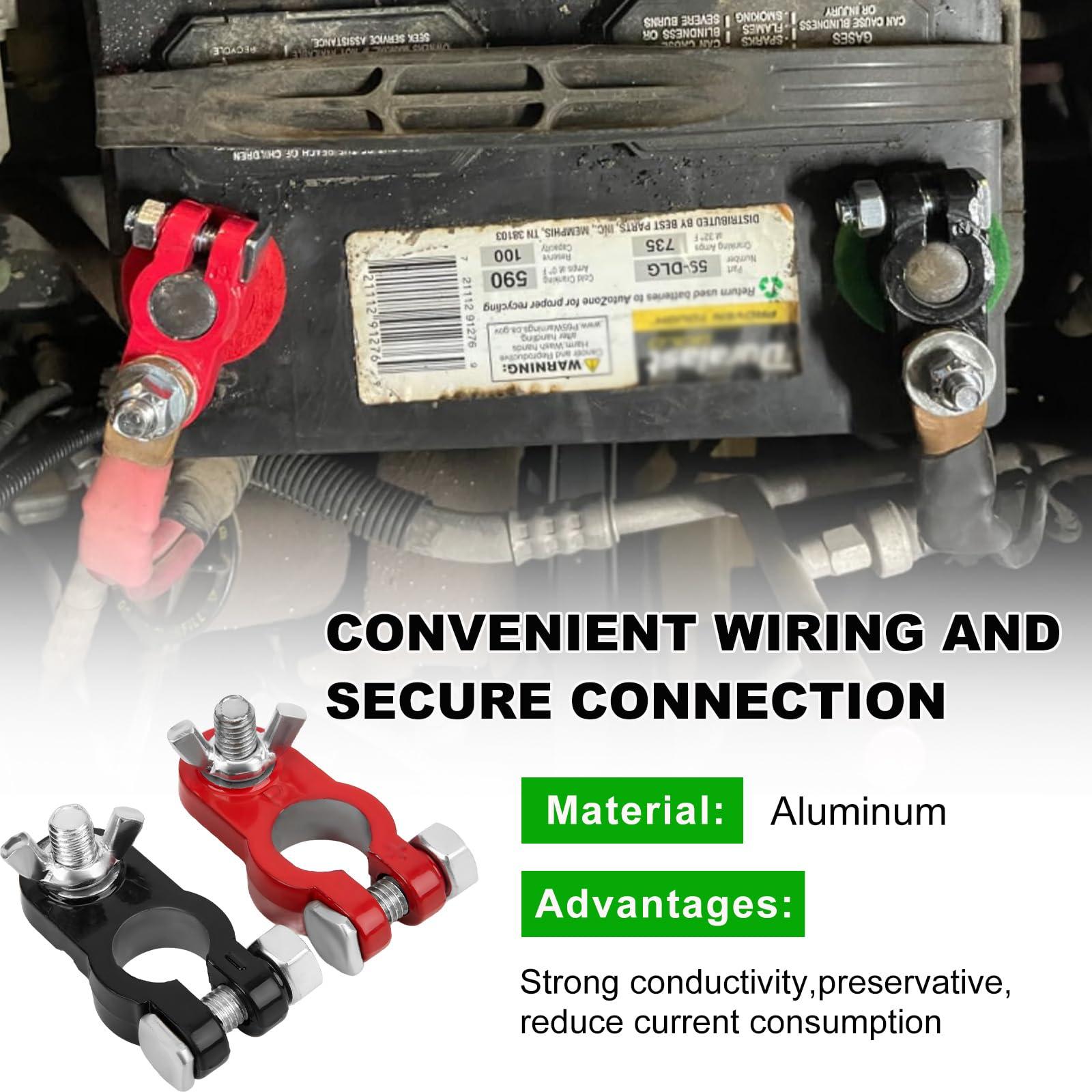 Wevdn Battery Terminal Connectors, Negative & Positive Battery Cable Terminals with Anti Corrosion Washers, Battery Post Connector Clamps for Car Truck Boat, Car Accessories - Image 4