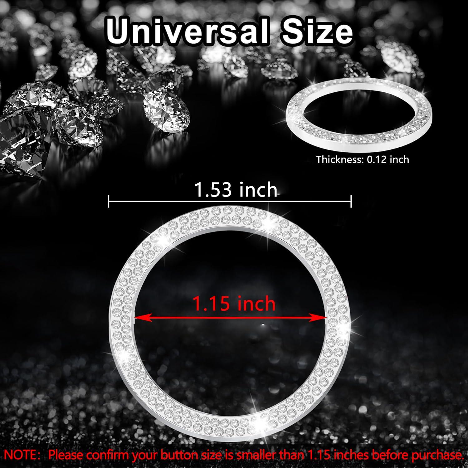 LivTee 2 PCS Crystal Double Rhinestone Car Engine Start Stop Decoration Ring, Bling Car Interior Accessories for Women, Push to Start Button Cover Sticker, Automotive Decals, White - Image 4