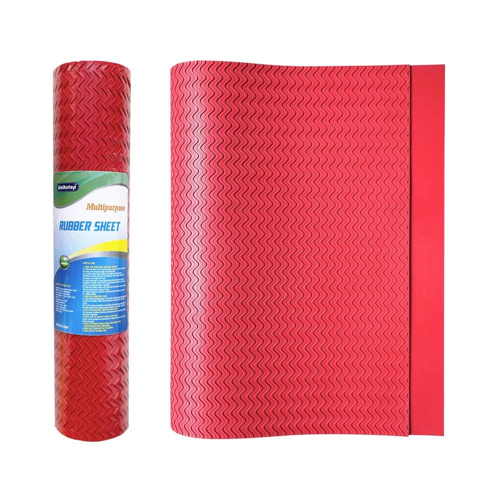 Unikstep, Rubber Sheet, 21.5"x14.5", Thick 0.08", for Shoe Sole Heel Repair, Furniture Pad, Vibration Reduce, DIY Gasket Seal Pad, Floor Anti Slip Cushion (Red Color S Pattern)