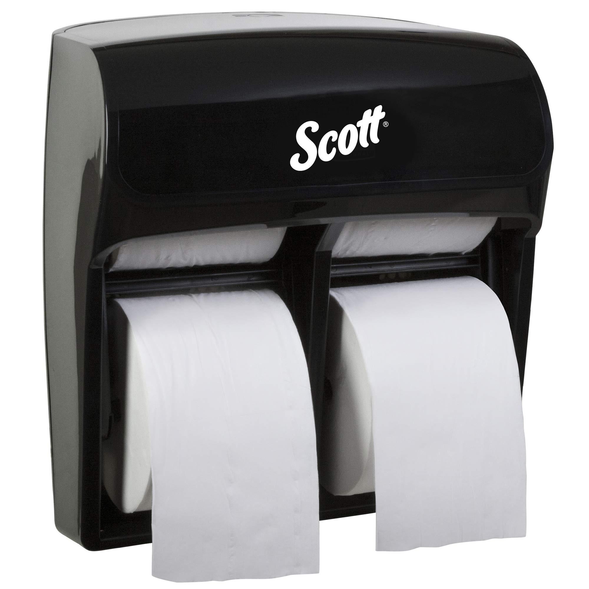 Kimberly-Clark Scott Pro MOD High Capacity Single Roll Bath Tissue Dispenser (44518), Toilet Paper Dispenser for Small Rolls, 12.75” x 11.25” x 6.31”, Black, 1 / Case
