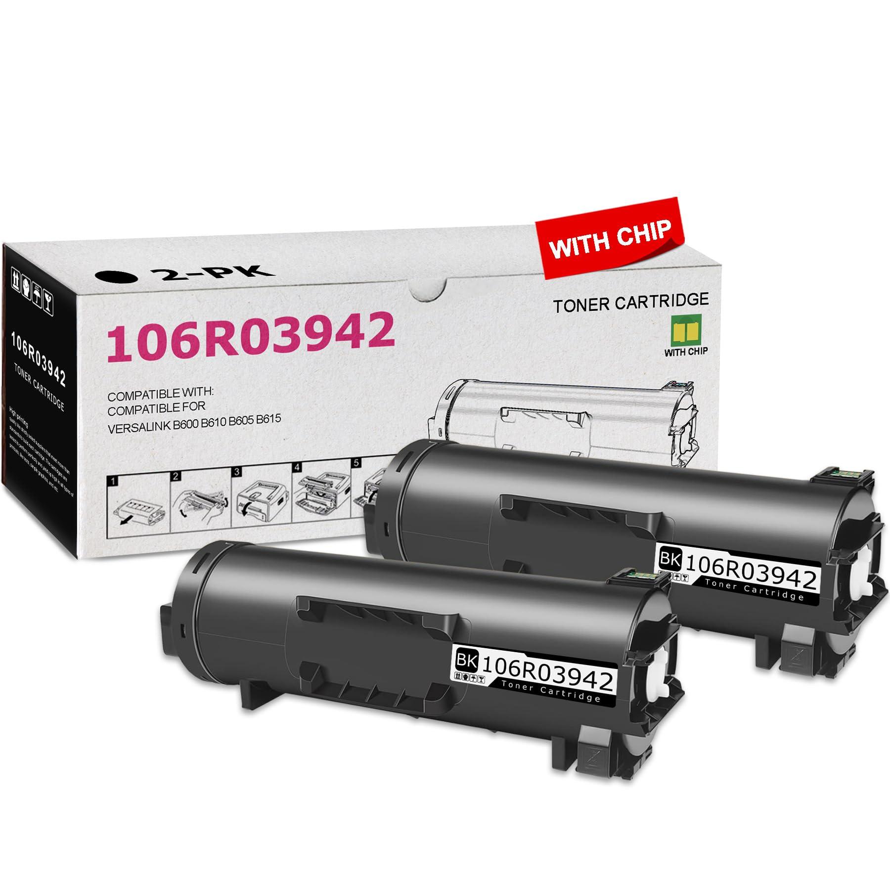 2 Pack 106R03942 Black Toner Cartridge High Yield 27,000 Pages Compatible Xerox B600 B605 106R03942 Replacement for Xerox VersaLink B600 B610 B605 B615 Printer