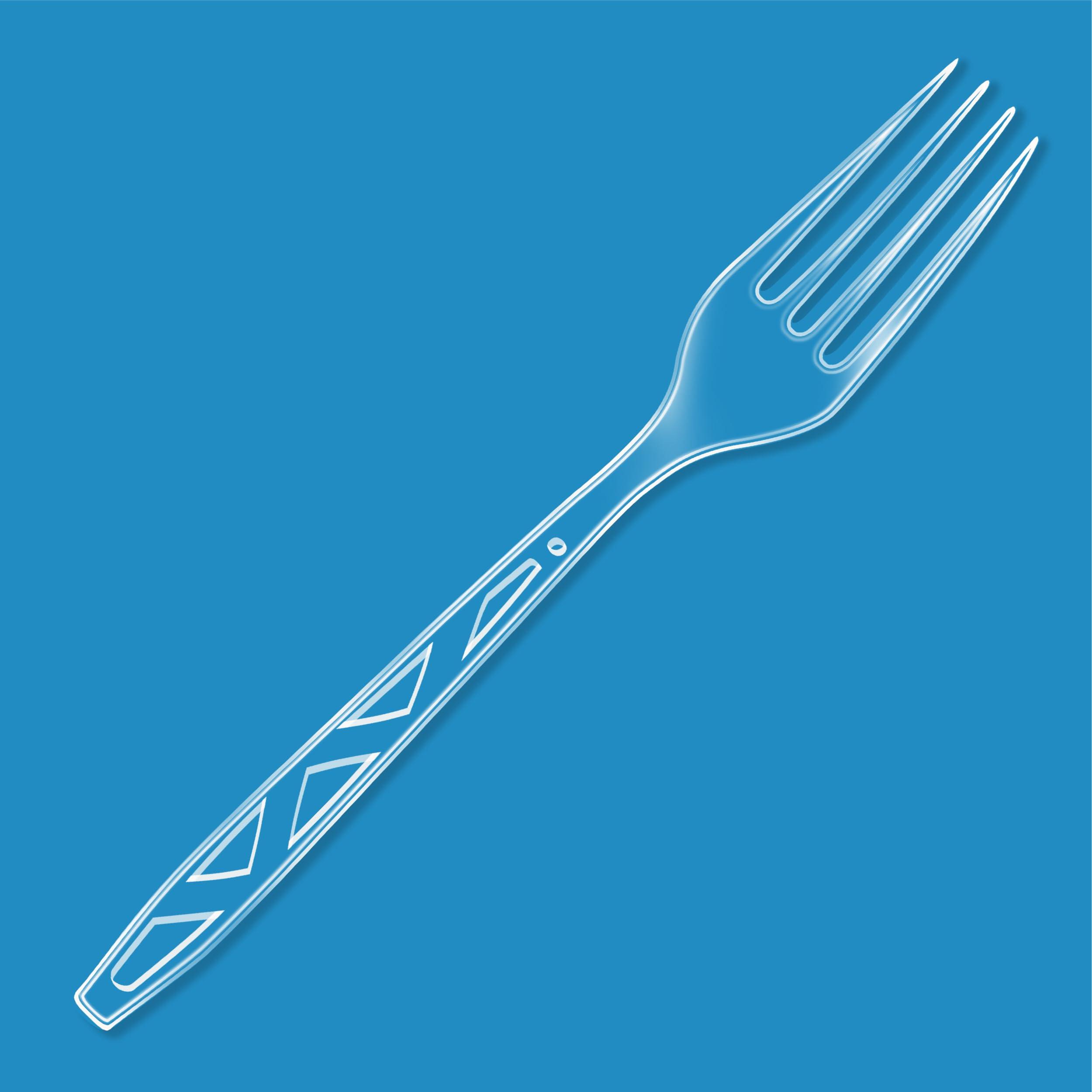 Amazon Basics Disposable Clear Plastic Forks, Premium Quality, 100 Count, Large Pack - Image 2