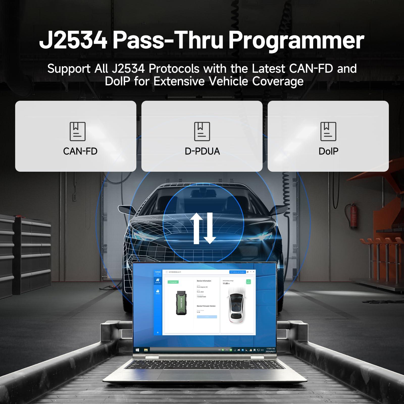 TOPDON RLink J2534 Pass-Thru Programmer, OEM Reprogramming and Diagnostic Tool, Enhanced J2534 VCI, Supports J2534/D-PDU/CAN-FD/DoIP, Compatible with 17+ Vehicle Brands, No OE Software Provided - Image 3