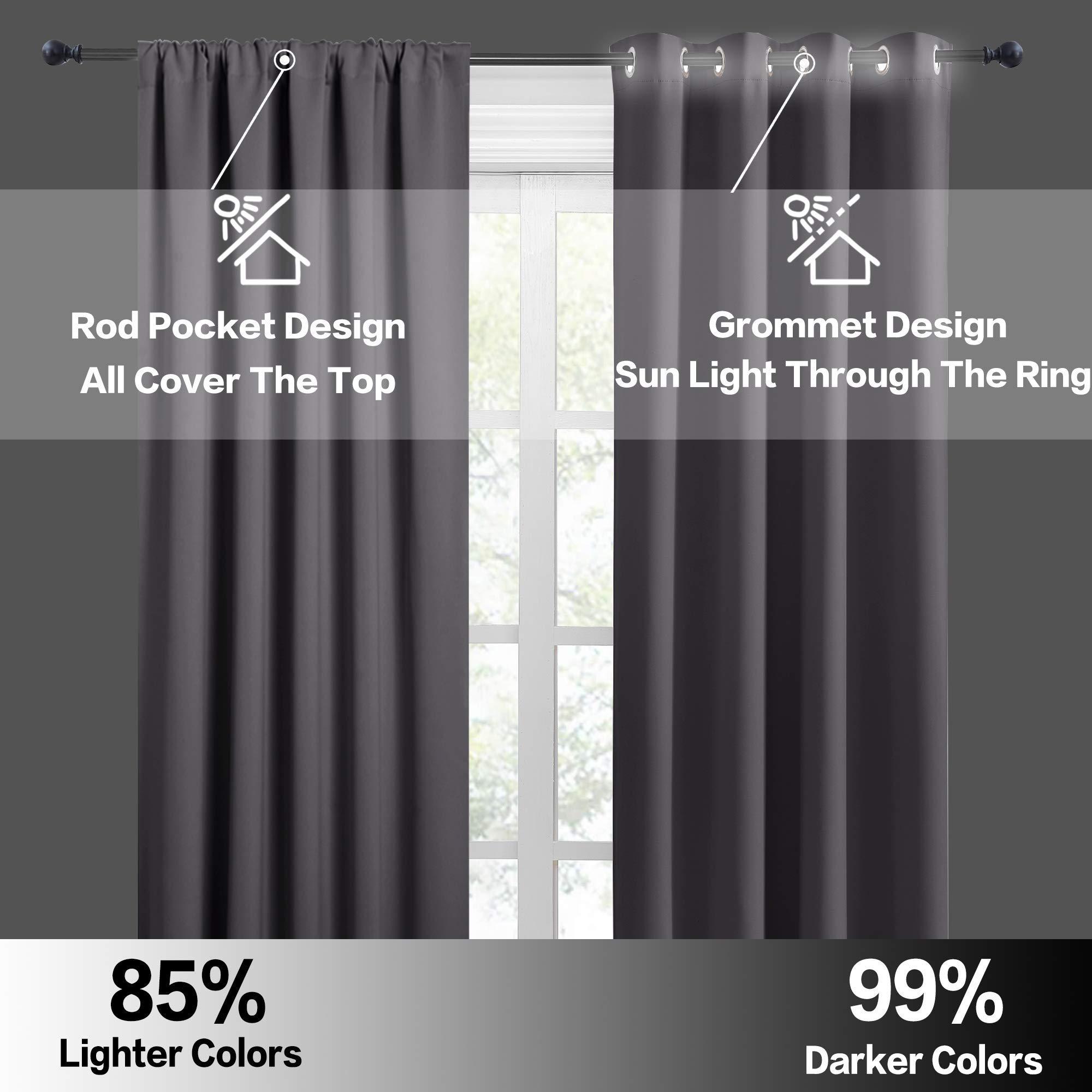 RYB HOME Short Curtains Gray Half Window Curtains for Bedroom, Privacy Curtain Tiers for Windows, Energy Saving Drapes for Bathroom Shades, Wide 42 x Long 36 inches per Panel, Grey, Set of 2 - Image 5