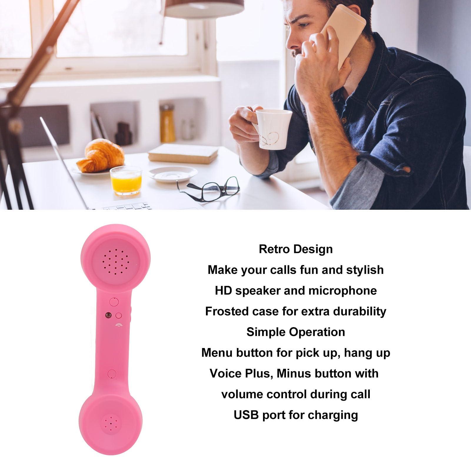 Retro Telephone Handset, Mobile Phone Radiation Proof Telephone Handset Receiver for a Mobile Phone with Comfortable Call (Pinks) - Image 3