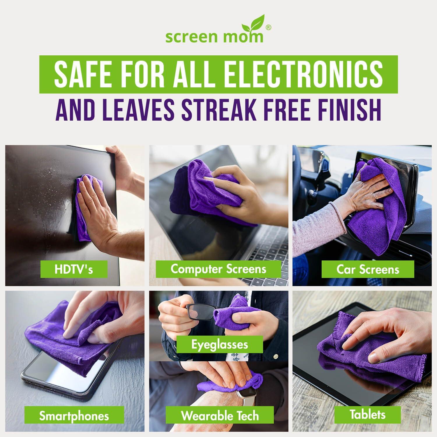 Screen Mom Screen Cleaner Spray and Microfiber Cloth 16oz Screen Cleaner Spray and Wipe for TV, Laptop, Computer, Phone, iPad, Car Screen Cleaning Kit Electronic Cleaner Spray - Image 3