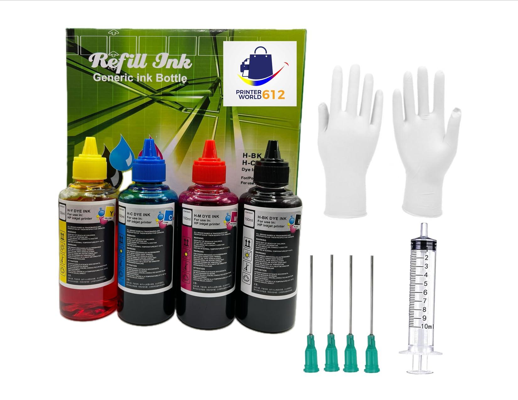 Remplacemet Ink Refill Kit 100ml for HP 67 61 65 60 62 63 910 920 901 902 932 933 934 940 952 94 95 96 Inkjet Printer Cartridges Refillable Ink Cartridges CIS CISS System 4 Color Set New Sealed