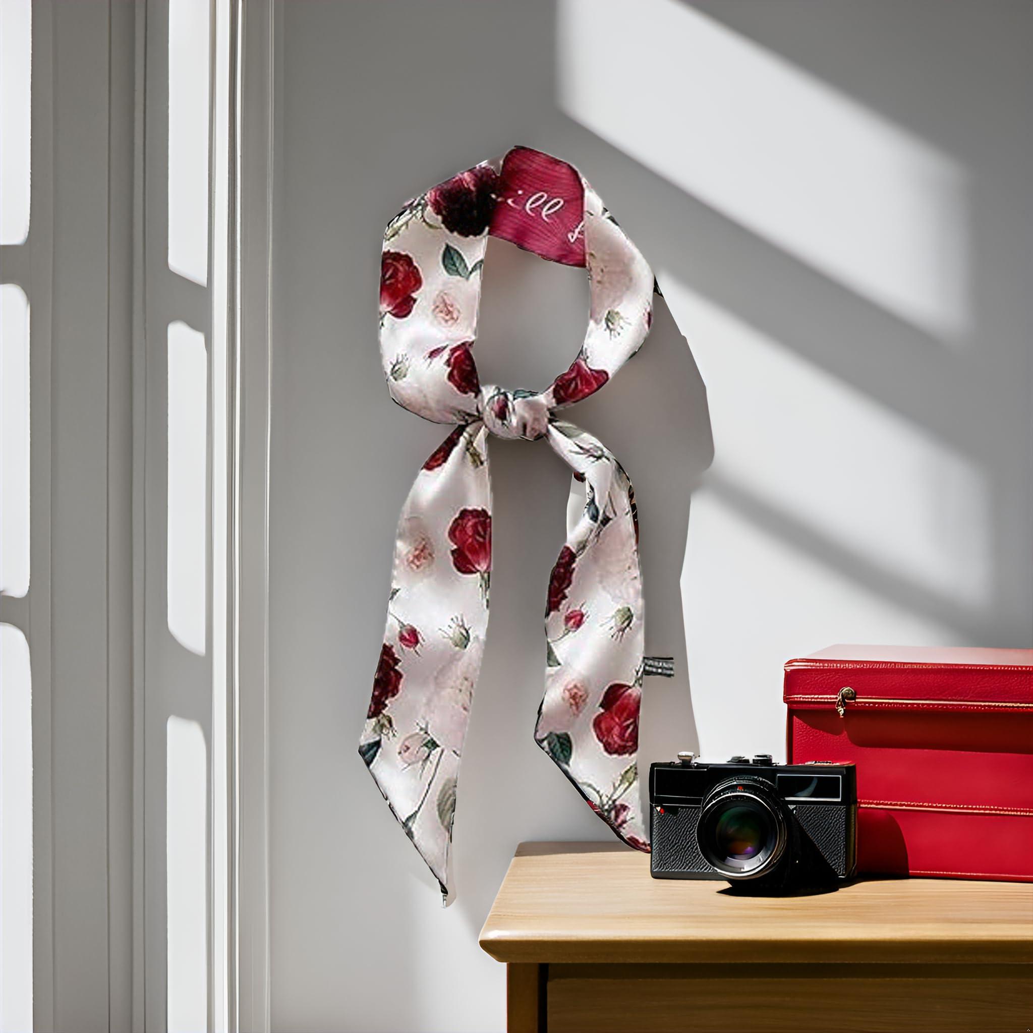Red Flower Fashion Bag Handbag Handle Ribbon Scarf Polka Dot Printing Neckerchief Scarf Women's Fashion Scarves Clothing, Shoes and Jewelry - Image 7
