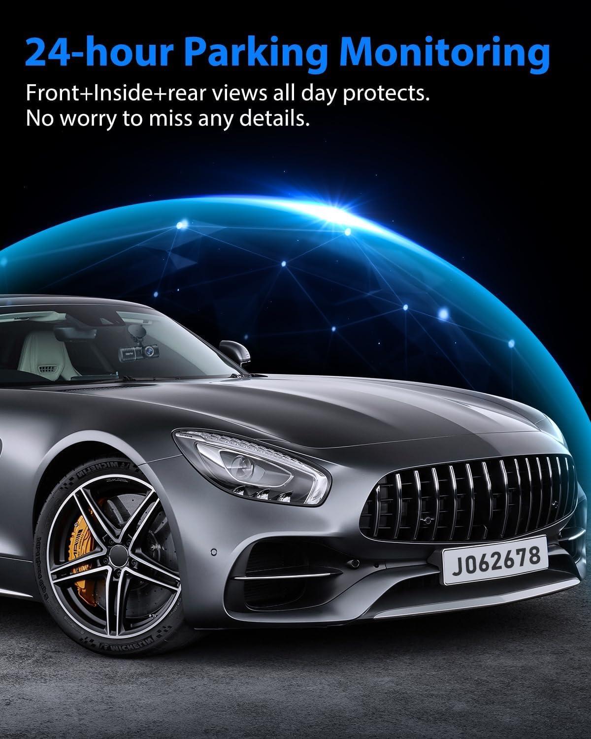 Dash Cam Front and Rear, 1080P Dash Camera for Cars, 3 Channel Car Camera Front Rear and Inside with 32GB Card, Loop Recording, Night Vision, HDR, G-Sensor, 24Hr Parking - Image 6