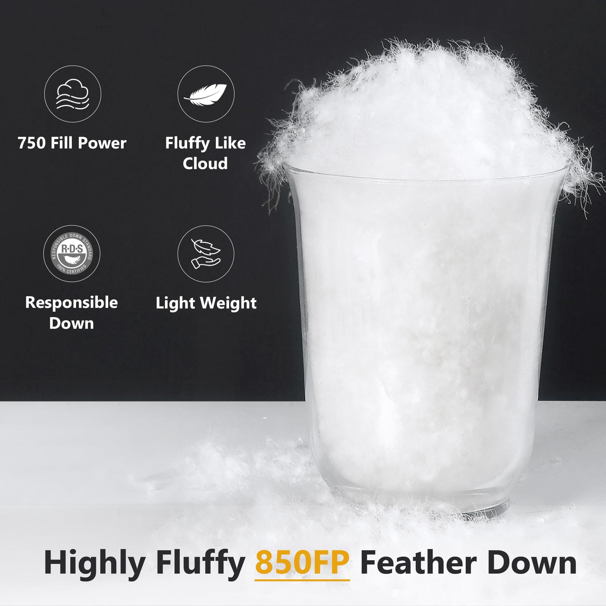 LEYCAY 850 Fill-Power Luxury Feather Down Duvet Queen Size,All Season Fluffy Duvet Insert,Soft 420TC Down Proof Fabric,50 Oz Medium Warmth Down Comforter,Machine Washable(White,90x90 Inches) - Image 5