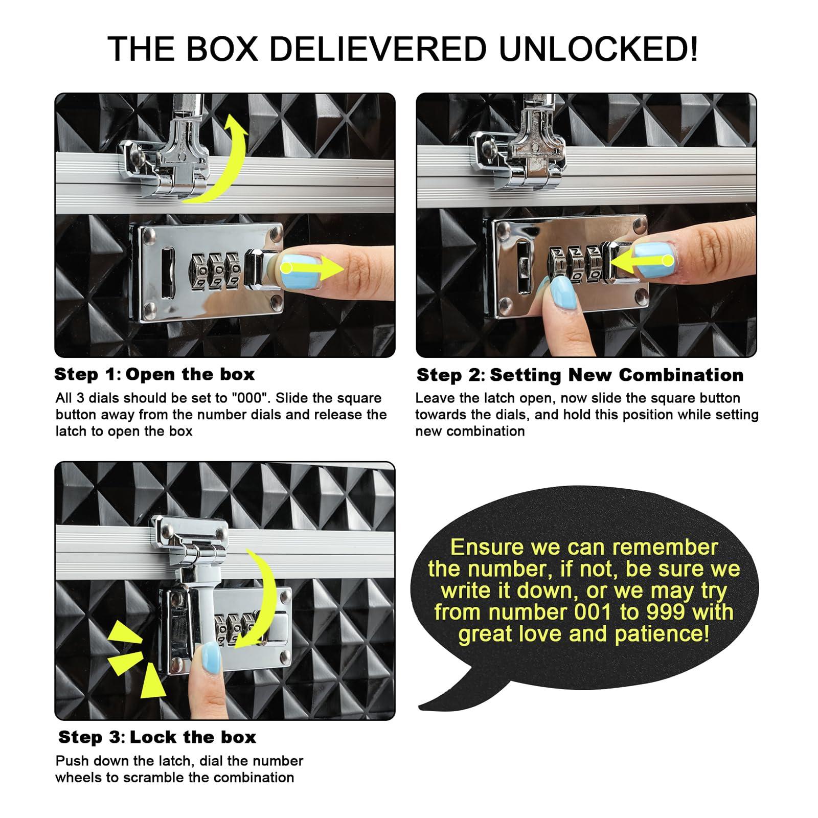 HEWEI WORKS Storage Lock Box with Combination Lock, Lockable Medicine Storage Box, Empty First Aid Box, Security Lock Box, Multipurpose Locking Box for Home and Outdoor Use (Black, X-Large) - Image 6