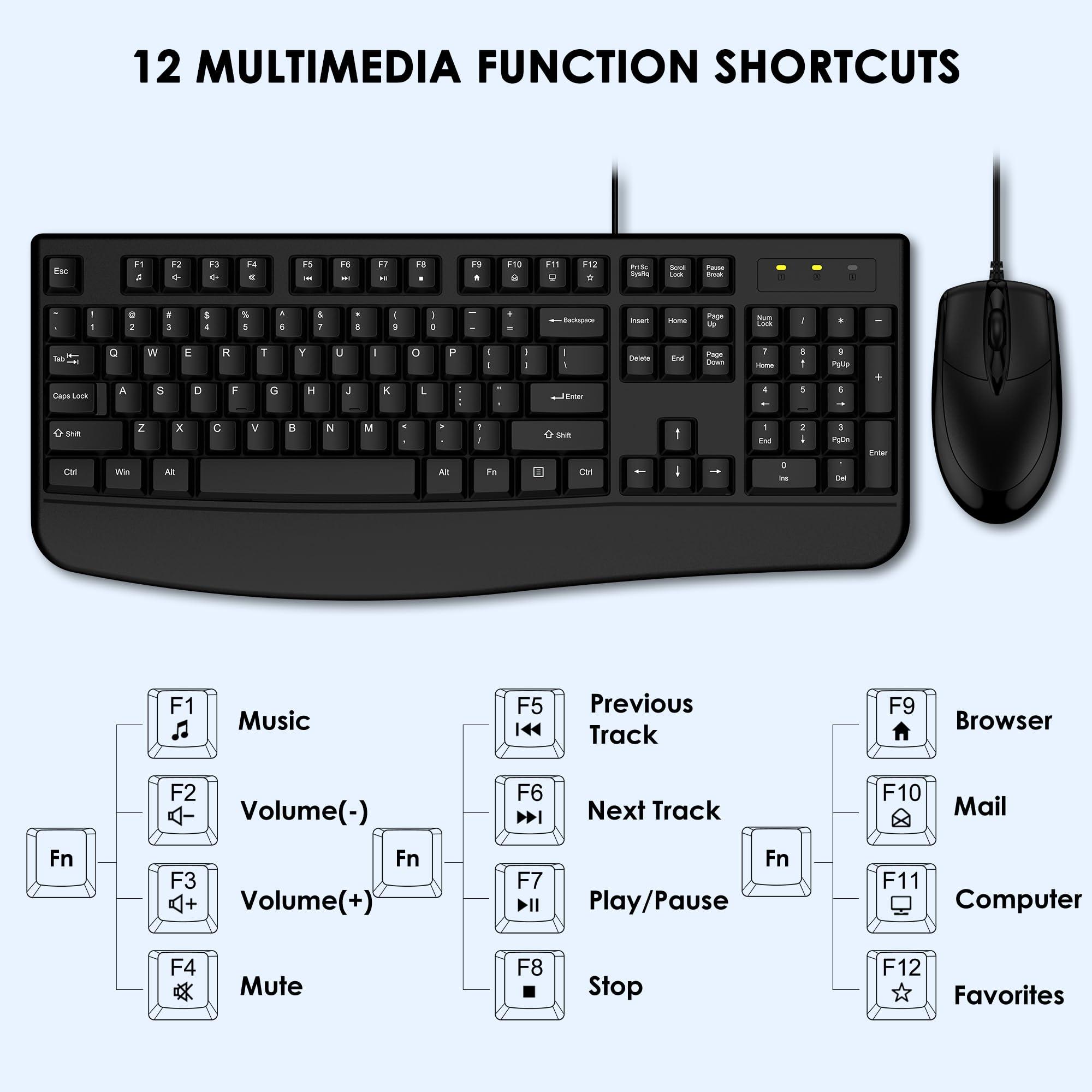 Wired Keyboard and Mouse Combo, EDJO Ergonomic Full-Sized Computer Keyboard with Palm Rest and Optical Wired Mouse for Windows, Mac Computer/Laptop/Desktop-Upgraded - Image 4