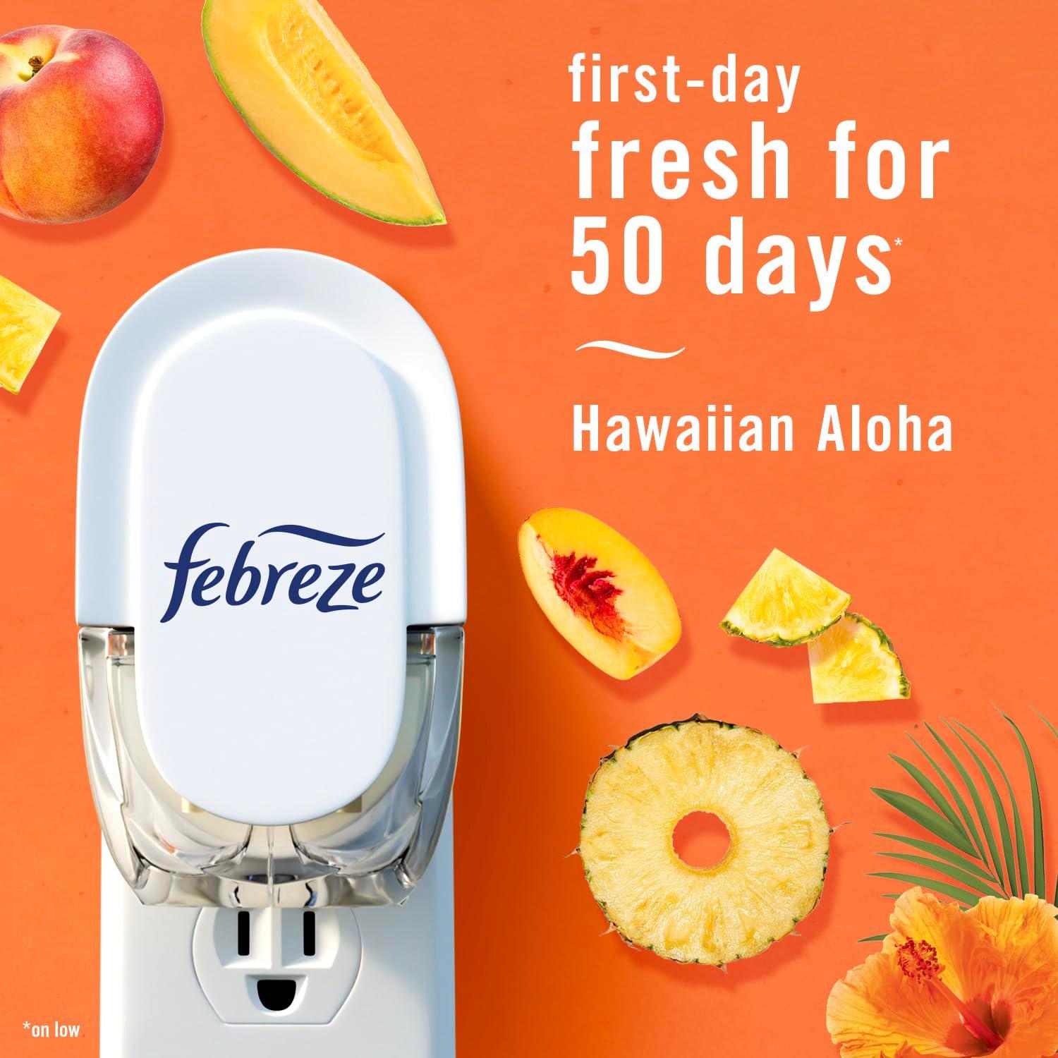 Febreze Plug In Air Freshener, Odor-Fighting Scented Oil Refill, Air Fresheners for Home and Bathroom and Kitchen, Long Lasting for Strong Odors, Hawaiian Aloha Scent, 0.87oz Refills, 3 Count - Image 3