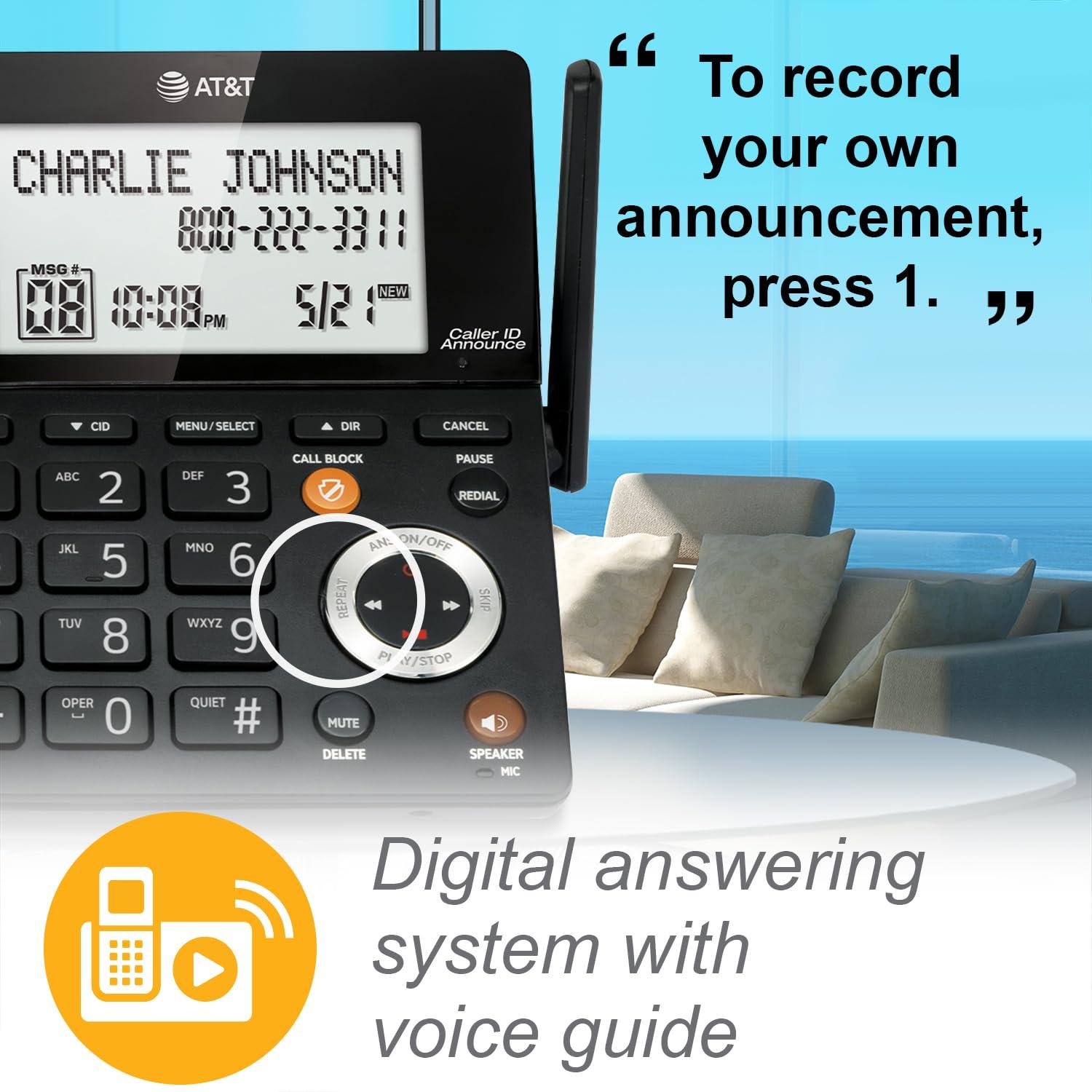 AT&T CL84107 DECT 6.0 Expandable Corded/Cordless Phone with Smart Call Blocker, Black/Silver with 1 Handset - Image 11