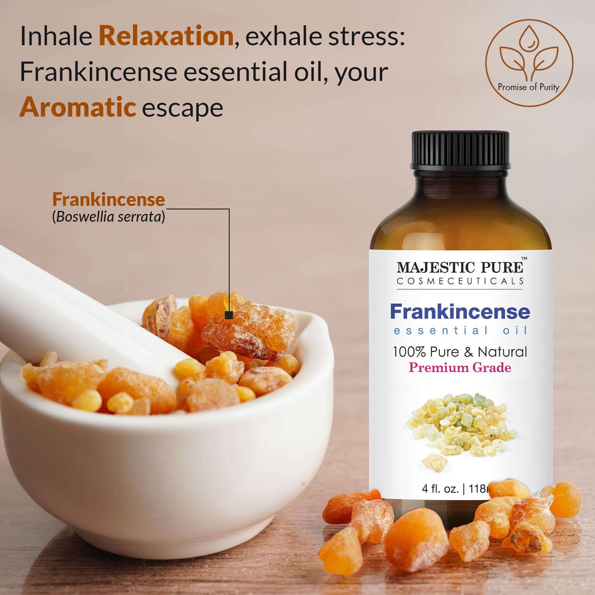 MAJESTIC PURE Frankincense Essential Oil with Glass Dropper | 100% Pure and Natural Frankincense Oil | Premium Grade Essential Oils for Diffusers, Skin, Aromatherapy, Massage | 4 Fl Oz - Image 3