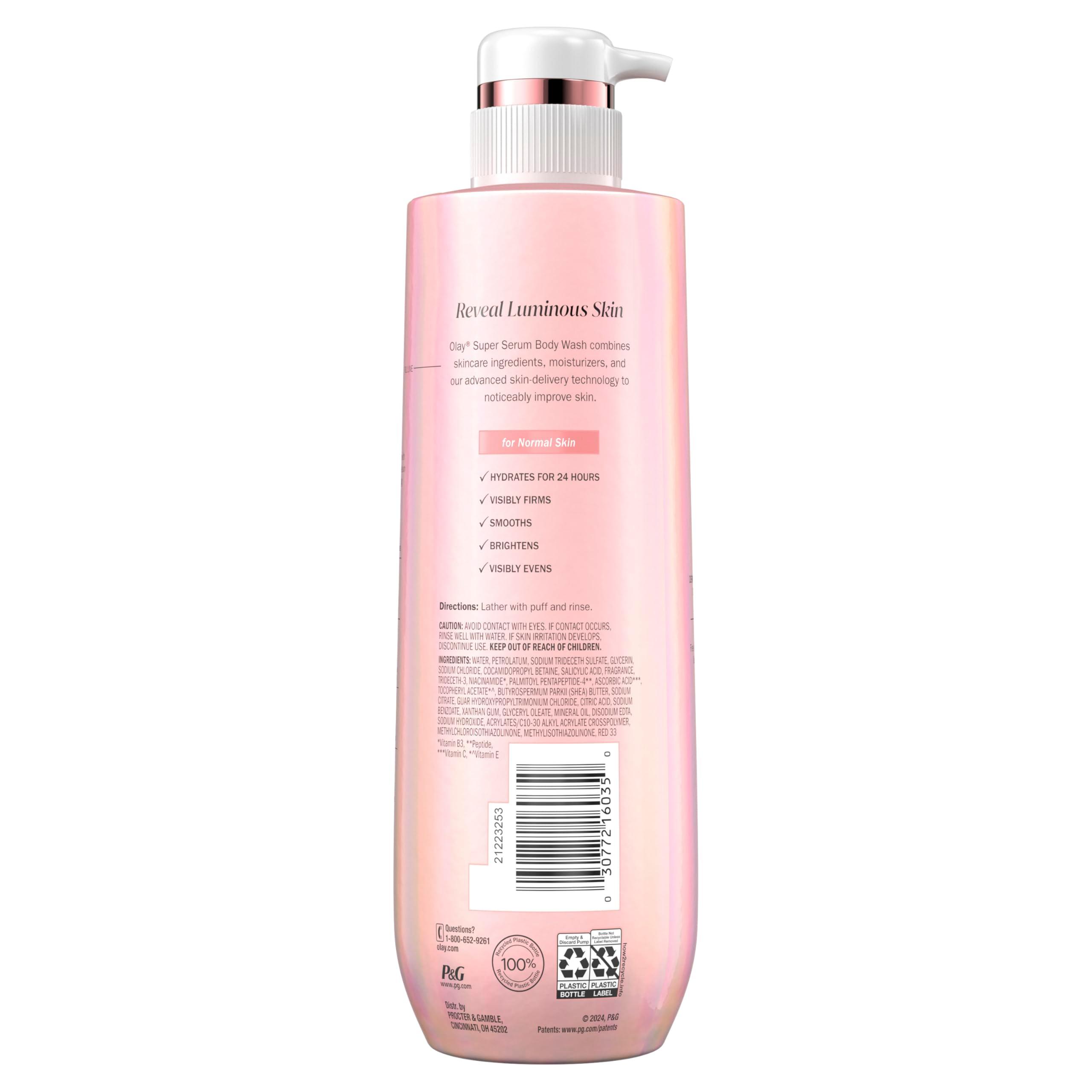 Olay Super Serum Body Wash for Normal Skin, 24hr Long Lasting Hydration, 5+ Ingredient Serum Complex for Bright Even Firm Luminous Skin, 18.5 fl oz - Image 14