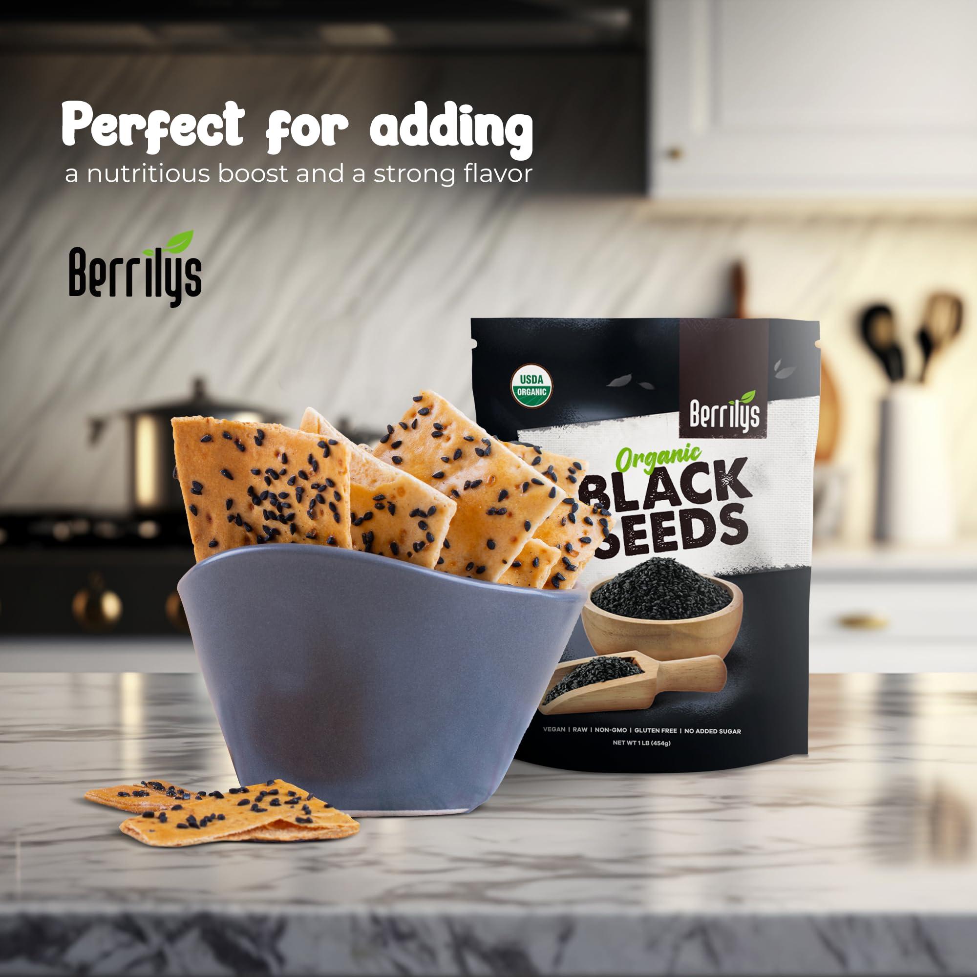 Berrilys Black Cumin Seeds – USDA Certified Organic Nigella Sativa – Kalonji for Baking, Seasoning, and Cooking Dishes – Nutrient-Packed Spice, Versatile Herb for Recipes and Meal Preparation – 16oz - Image 4