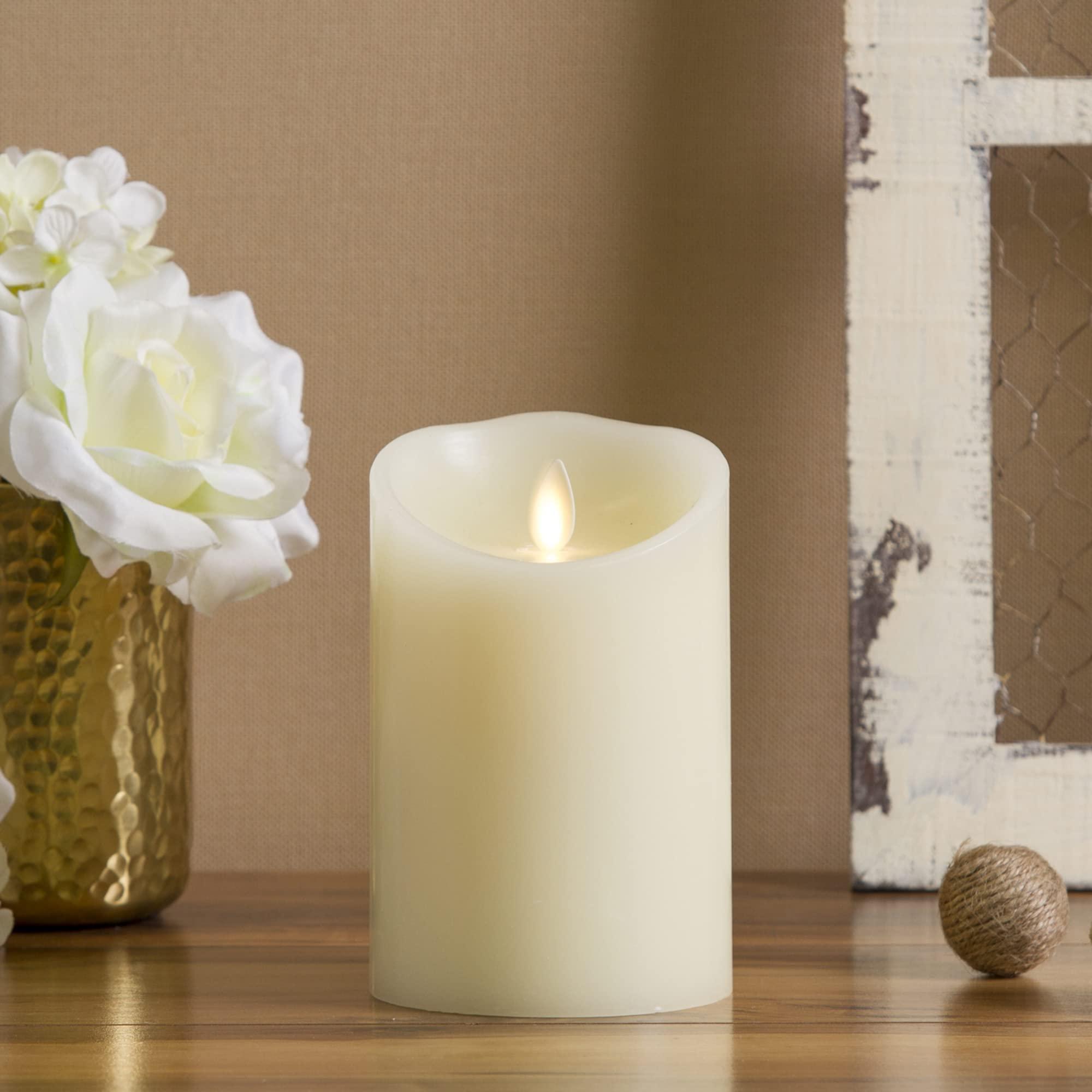 Luminara - Flameless LED Battery Operated Flickering Pillar Candles - Ivory - Pack of 1-3x4.5 - Realistic Moving Flame Real Wax Indoor/Outdoor Decor