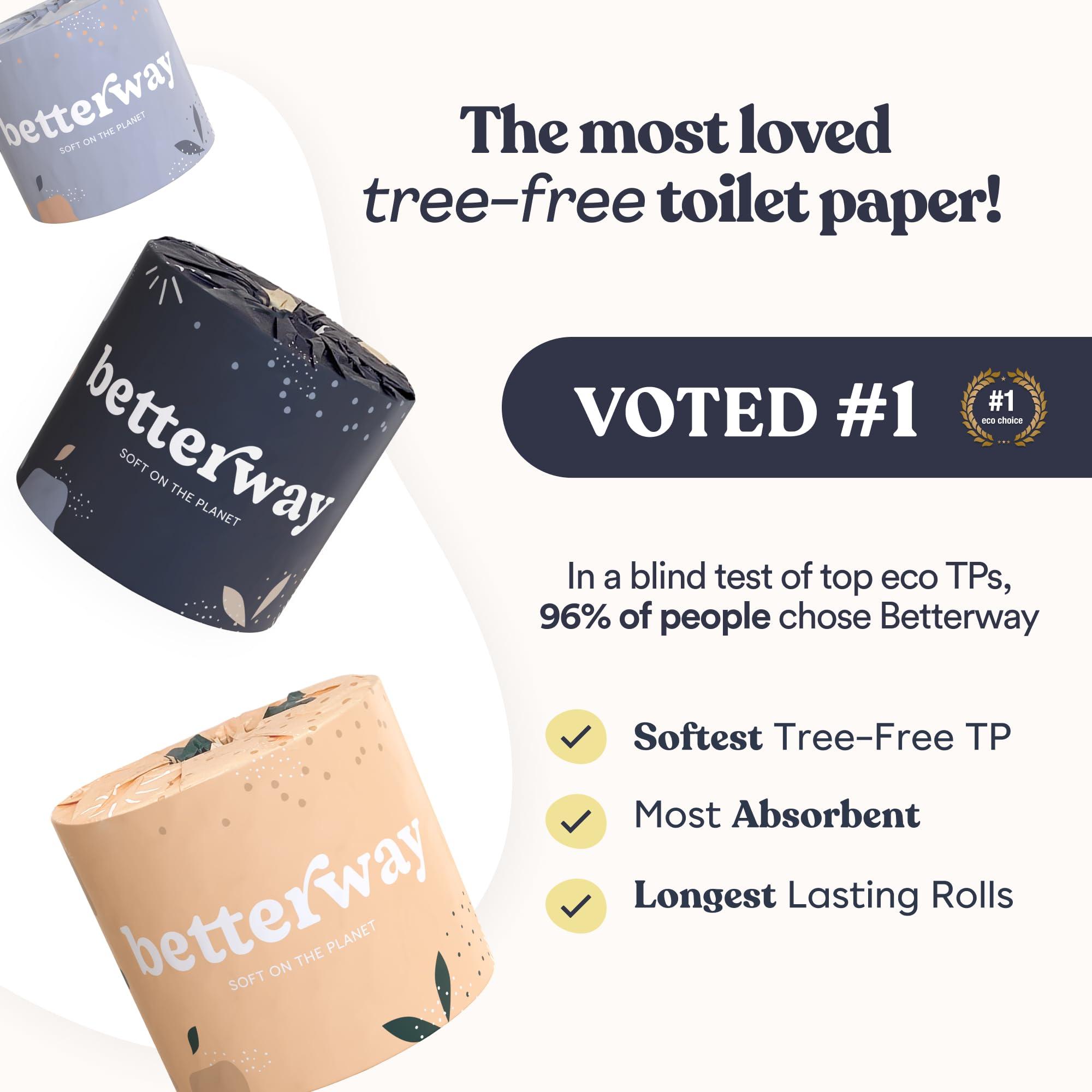 Betterway Bamboo Toilet Paper 3 Ply - Sustainable Toilet Tissue - 12 Double Rolls & 360 Sheets Per Roll - Septic Safe - Organic, Plastic Free - FSC Certified - Image 2