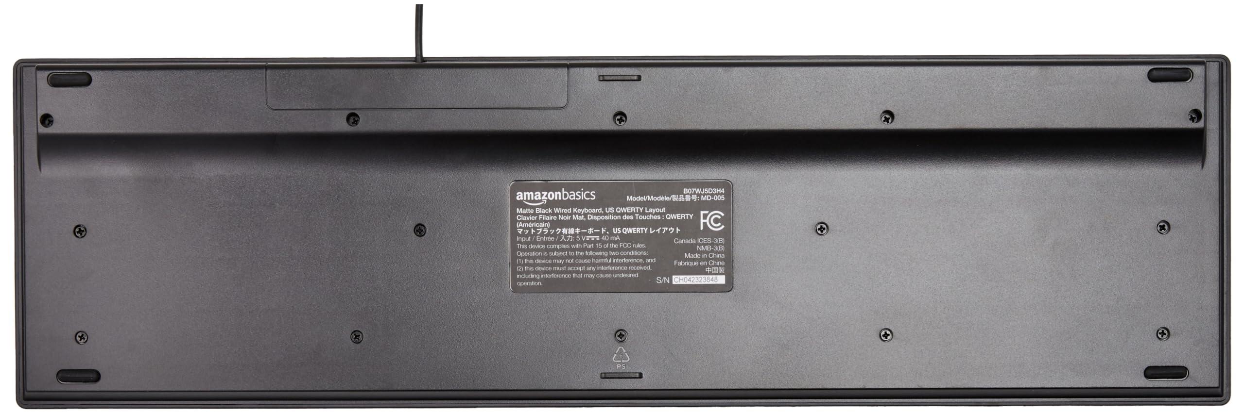 Amazon Basics Wired QWERTY Keyboard, Full-Sized, Black - Image 4
