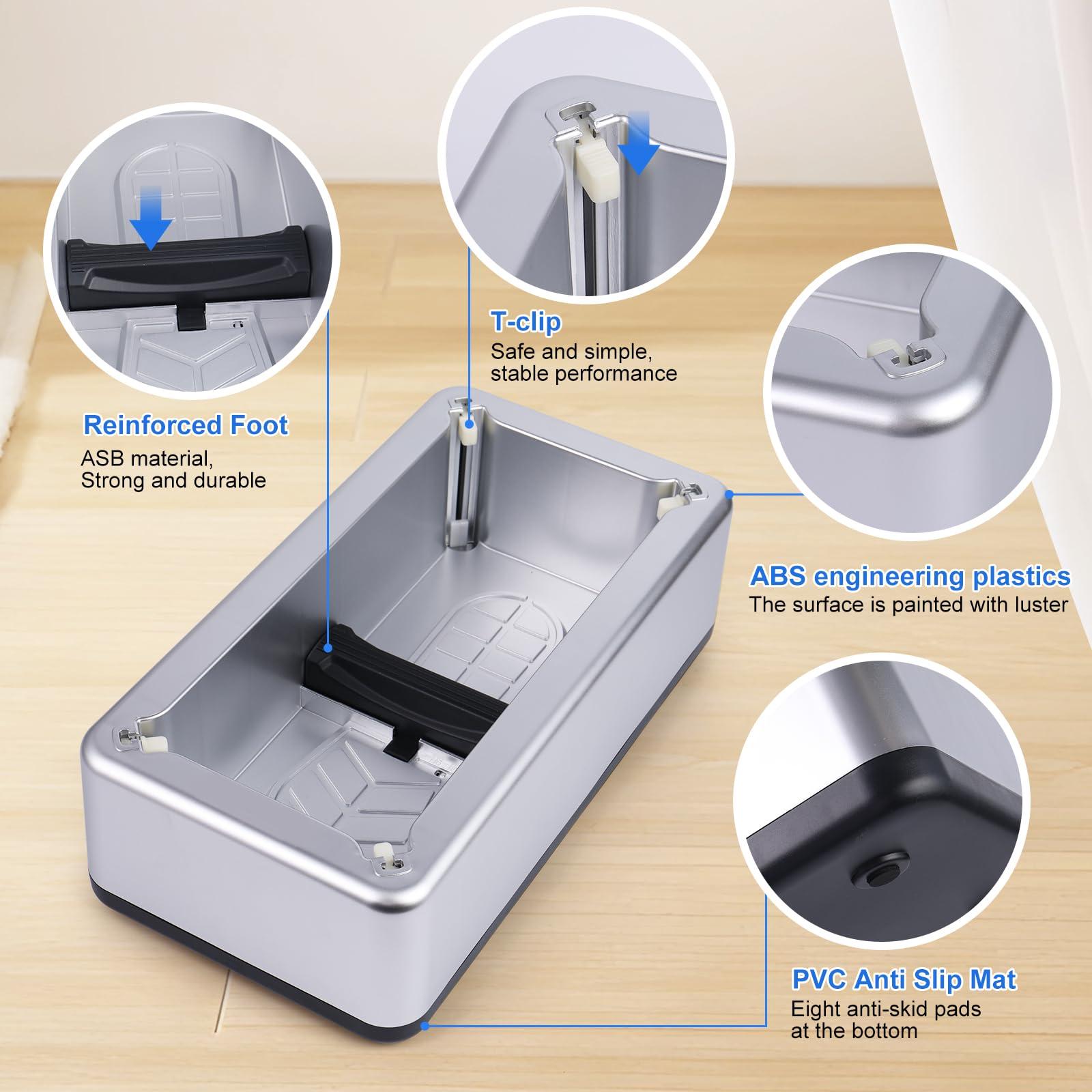 Shoe Covers Dispenser with 200pcs Shoe Cover Disposable Non Slip, User-Friendly and Reliable Shoe Cover Machine, Fits Size Up to 11 US Men, Widely Applicable in Indoor(Silver) - Image 4