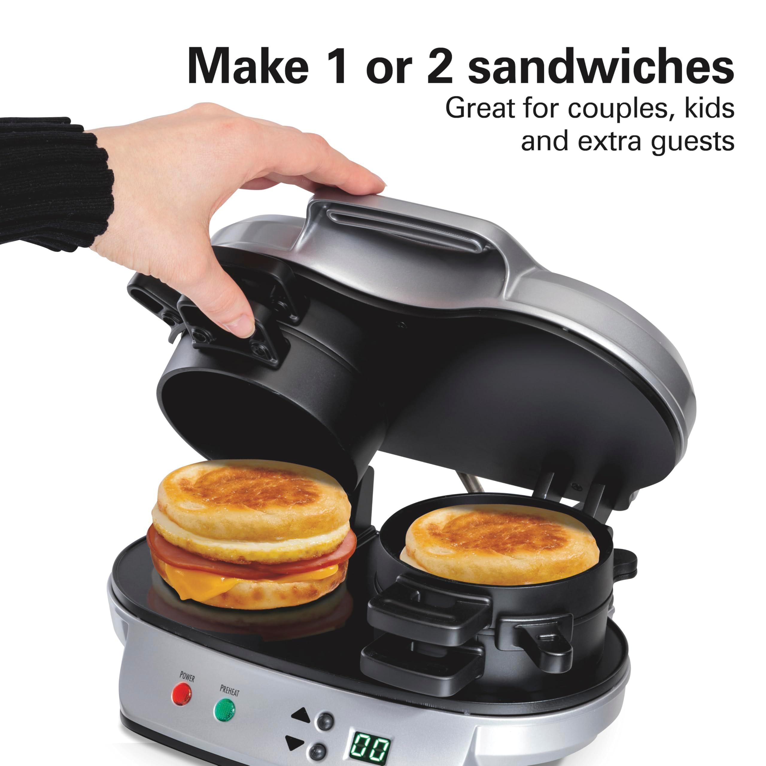 Hamilton Beach Dual Breakfast Sandwich Maker with Timer, Silver (25490A) - Image 3