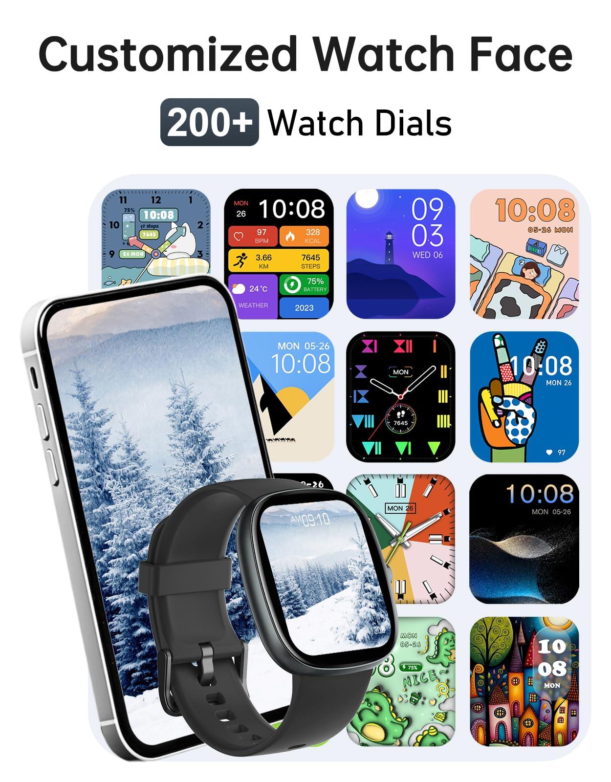HUAKUA Smart Watches for Women Men (Answer/Make Calls), 1,85" HD Smart Watch for iPhone/Android Phones, Fitness Tracker with 100+ Sport Heart Rate/Sleep Monitor Pedometer IP68 Waterproof (Black) - Image 4