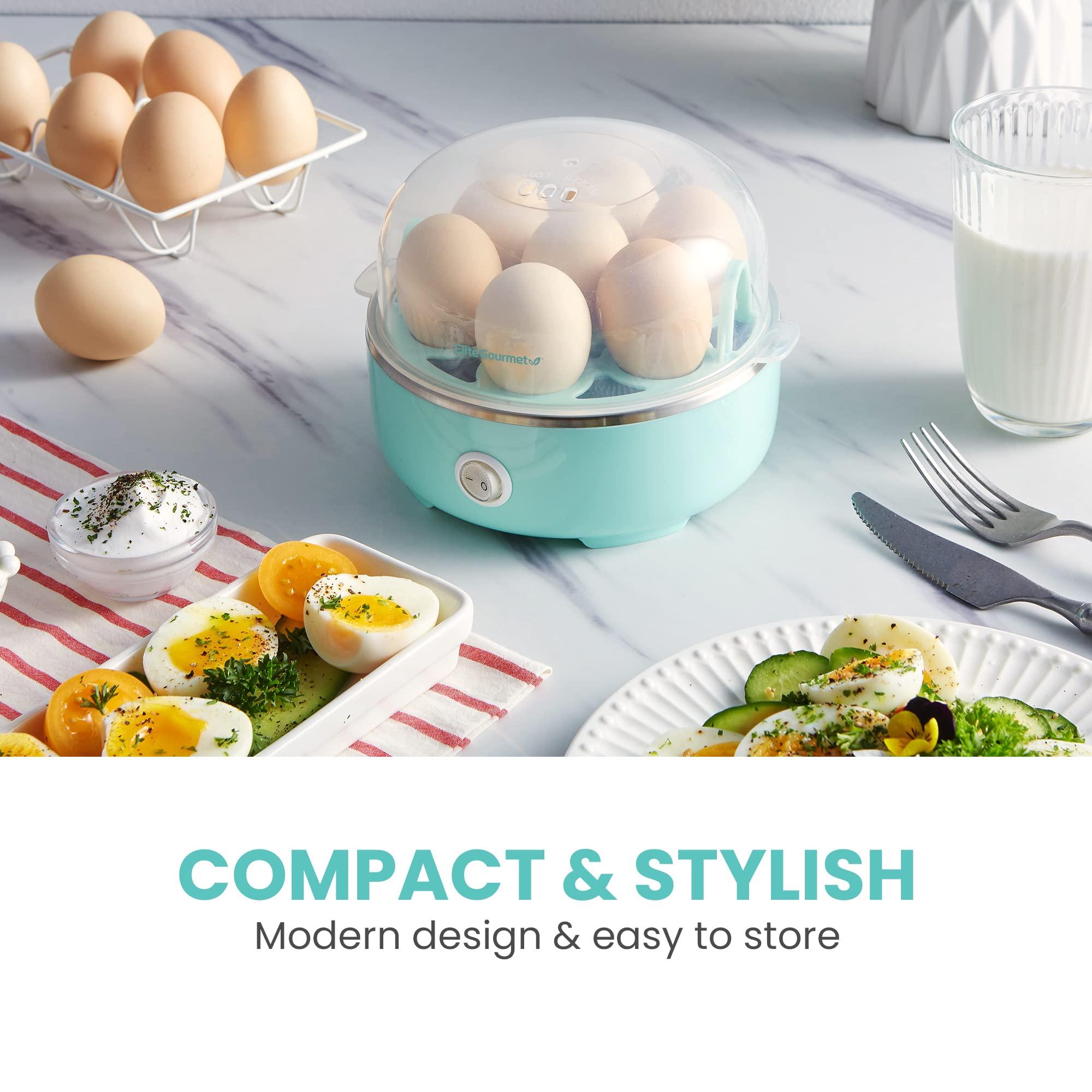 Elite Gourmet EGC115M Easy Egg Cooker Electric 7-Egg Capacity, Soft, Medium, Hard-Boiled Egg Cooker with Auto Shut-Off, Measuring Cup Included, BPA Free, Retro Mint - Image 2