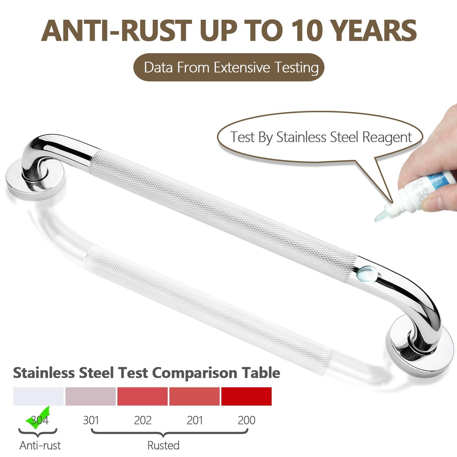 2 Pack Grab Bars for Elderly for Wall 16 Inch, Fit for Studs, Knurled Anti-Slip Bathroom Shower Grab Bars for Seniors, Safety Handicap Grab Bars for Shower, Shower Handles for Elderly, Tesuchan - Image 6