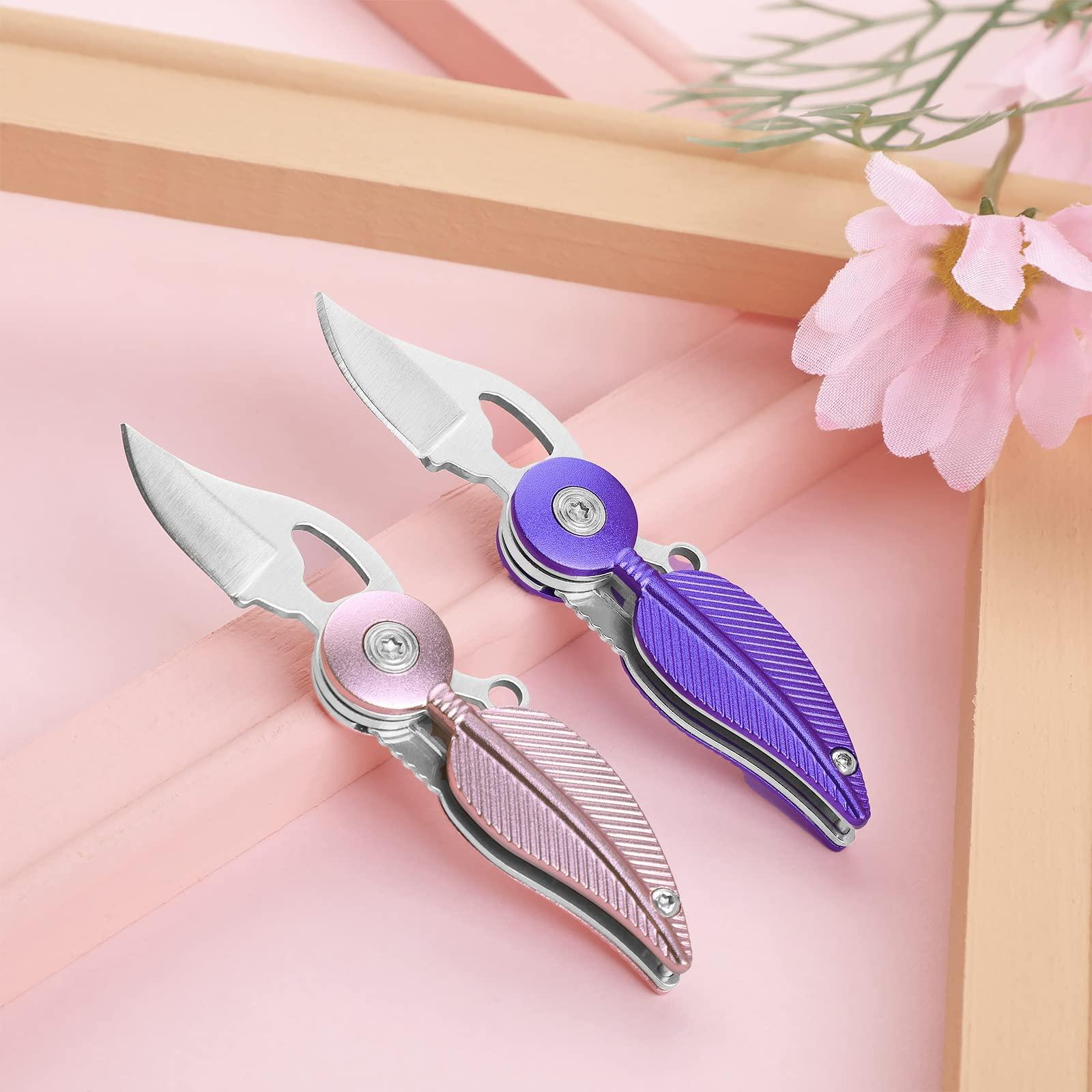 Coowolf Small Folding Pocket Knife for Womens W/H Chain – for Daily Cutting Mail, Packages, Ropes, and Tapes, Practical Cute Key Accessories Pink - Image 6