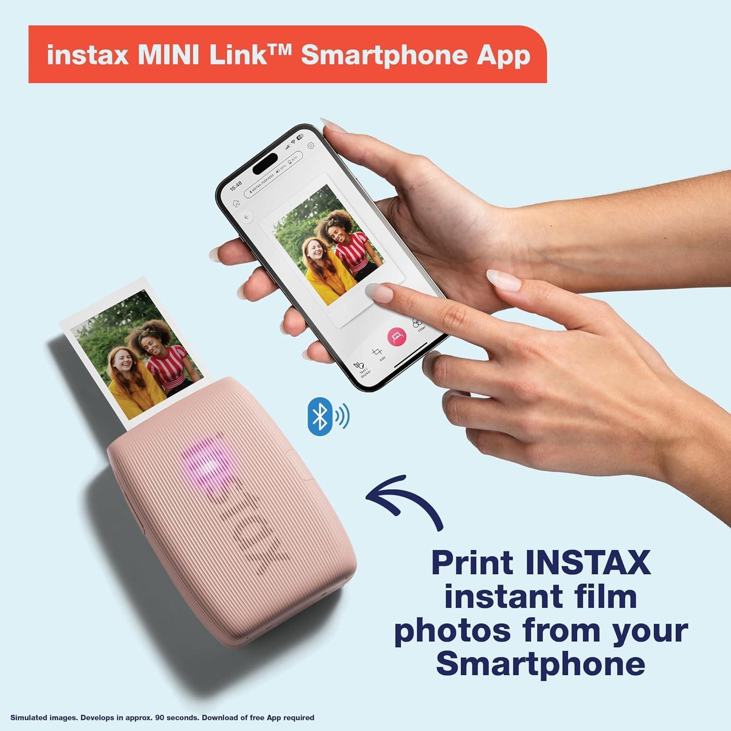 Fujifilm Instax Mini Link 3 Smartphone Printer Clay White + Fuji Film Value Pack (20 Sheets)+ Shutter Accessories Bundle, Incl. Protective Case, 20 Sticker Frames, USB Type C Cable - Image 7