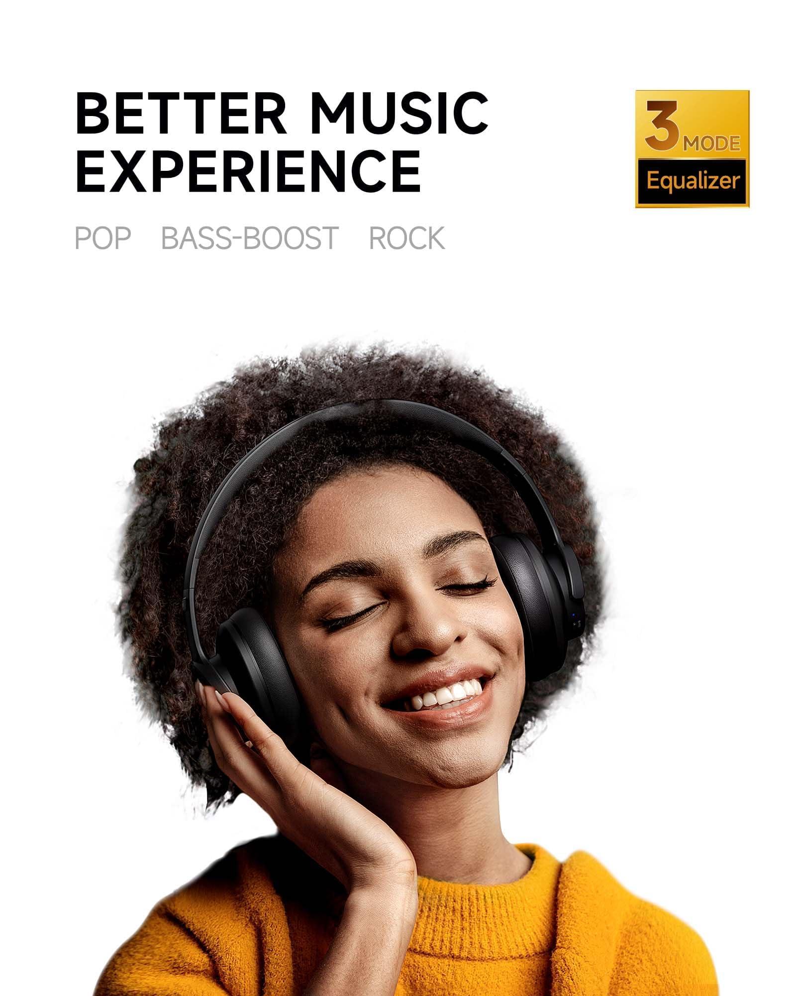 Picun B8 Bluetooth Headphones, 120H Playtime Headphone Wireless Bluetooth with 3 EQ Modes, Low Latency, Hands-Free Calls, Over Ear Headphones for Travel Home Office Cellphone PC Black - Image 2
