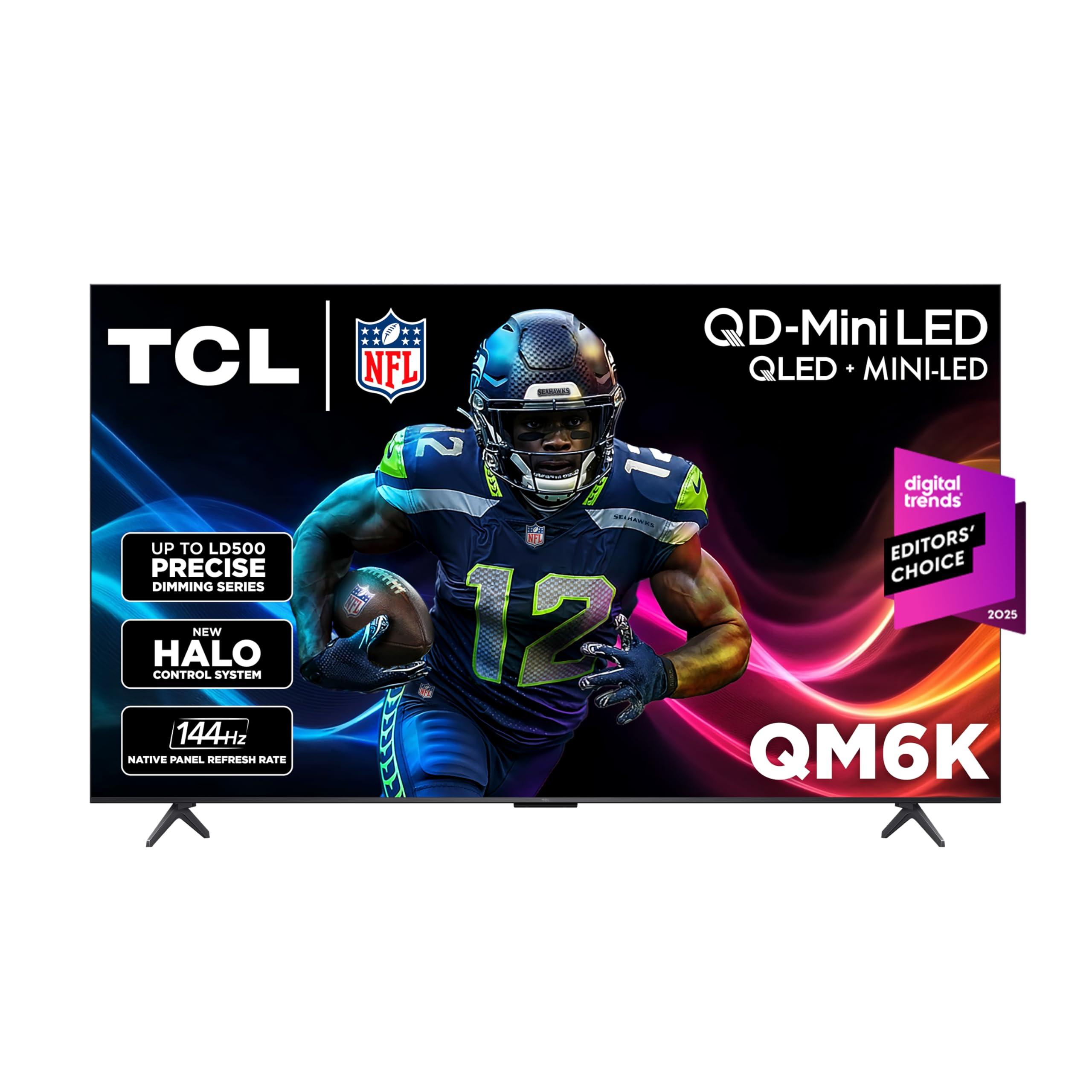 TCL 75-Inch Class QM6K Series QD-Mini LED 4K UHD Google Smart TV Best Value Mini-LED TV - QLED, 144hz, 288hz Gaming Rate, High Contrast Screen, Onkyo Audio, Dolby Atmos (75QM6K, 2025 Model)