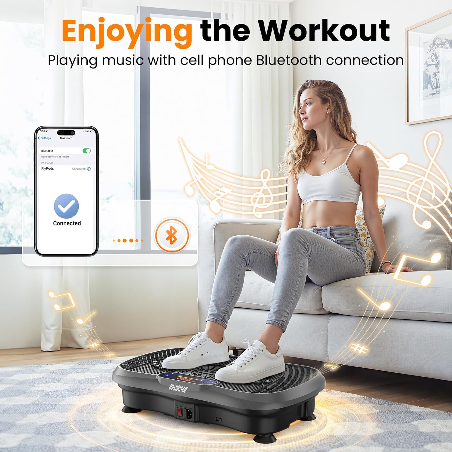 AXV Vibration Plate Fitness Platform Exercise Machine Vibrating Lymphatic Drainage Shaking Full Body Shaker Workout Vibrate Stand Shake Board Sport Gym for Weight Loss Fat Burner for Women Men - Image 3