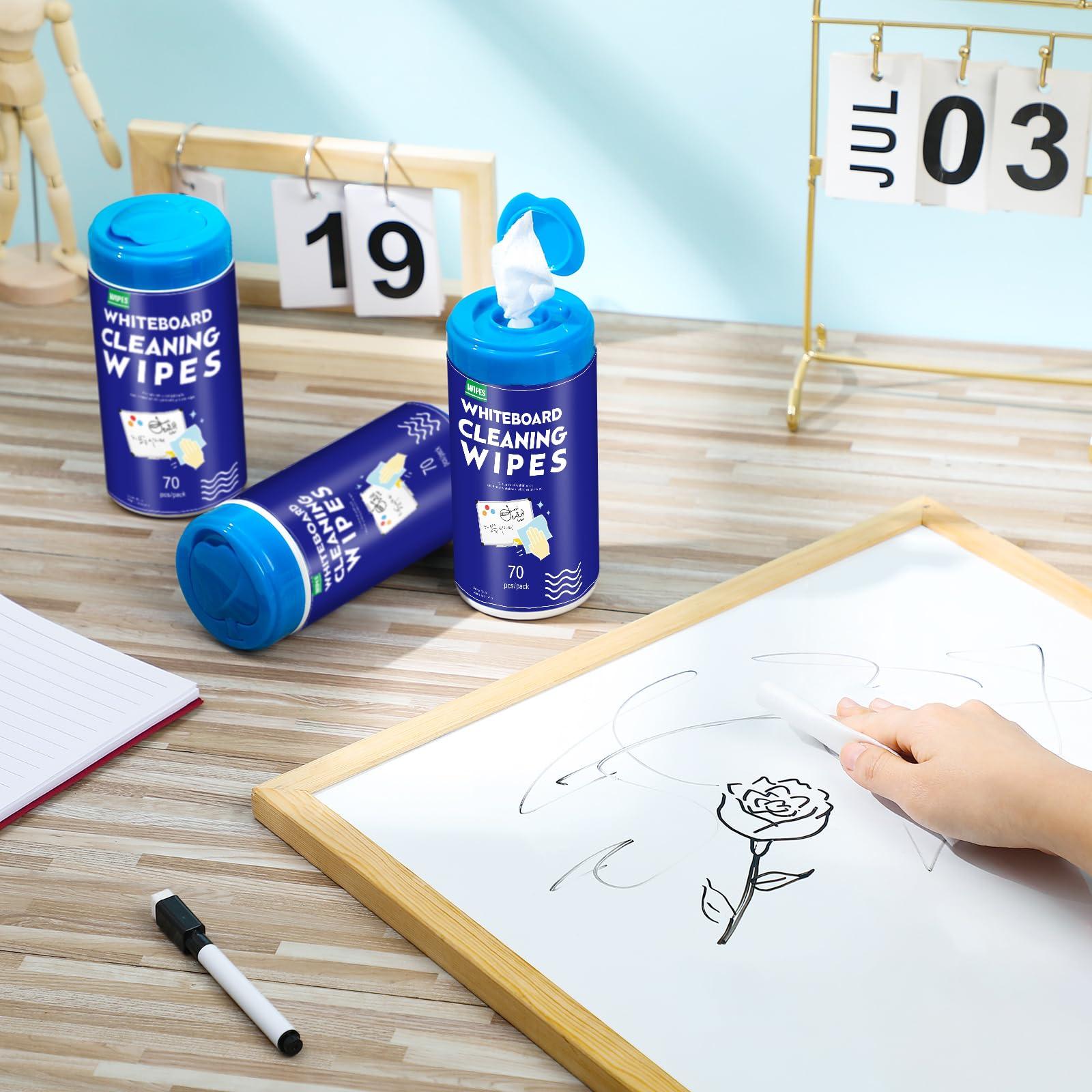 Sacubee 6 Pcs Whiteboard Cleaning Wipes Disposable Dry Erase Wipes Whiteboard Wipes for Cleaning Markers Home Classroom School Office, 4 x 5.5 Inch, 70 Wipes Per Pack - Image 5