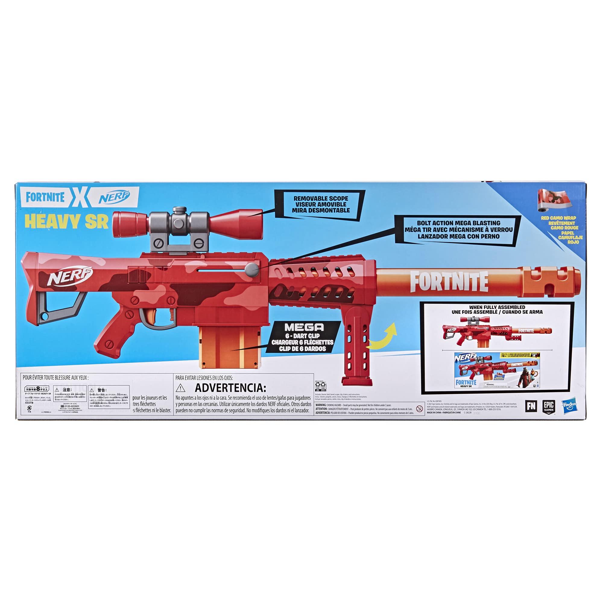 NERF Fortnite Heavy SR Blaster Scope, Big Blaster, 6 Mega Darts, 6-Dart Clip, Kids Toy Foam Blasters, Fortnite Toys for Boys and Girls - Image 5