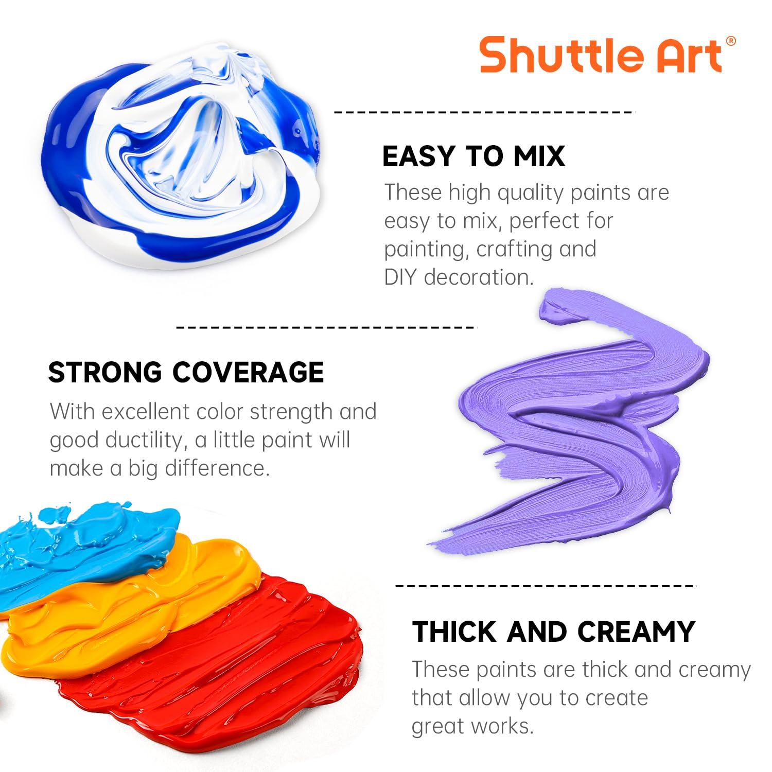 Shuttle Art Acrylic Paint Set, 36 Colors Acrylic Paint with Brushes & Palette, 2oz/60ml Bottles, Rich Pigments Non-toxic for Artists Kids & Adults, Painting on Canvas Rock Ceramic Wood - Image 4