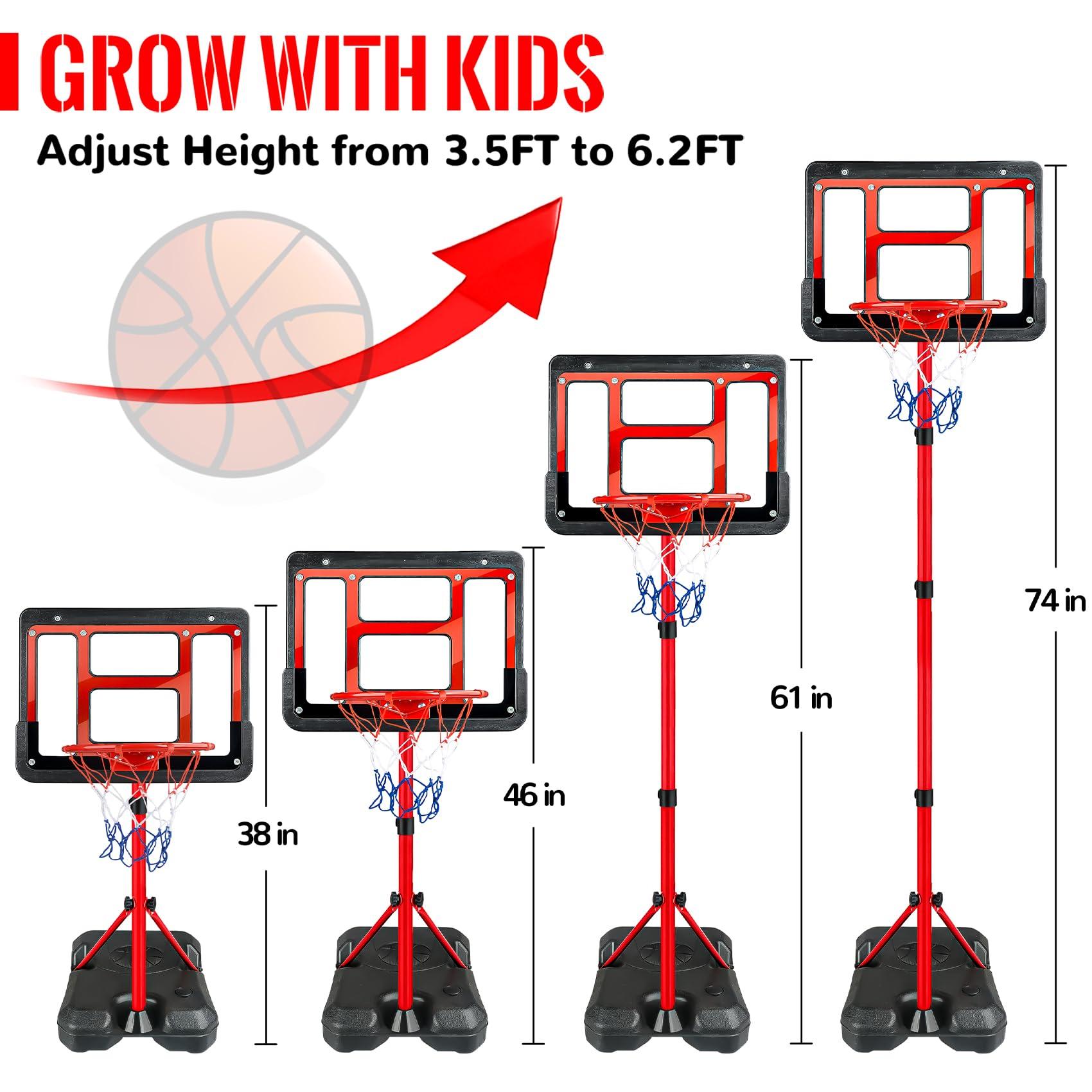 Kids Basketball Hoop with Stand, Adjustable Basketball Set, Toddler Basketball Toys for Boys Age 3 4 5 6 7 8, Indoor Outdoor Backyard Sport Game Gifts - Image 3
