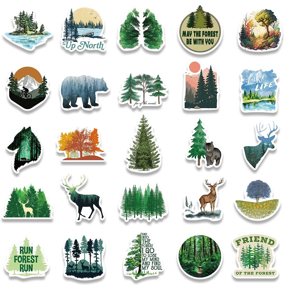 Forest Stickers, Adventure Aesthetic Outdoor Stickers Bulk, 50Pcs Waterproof Vinyl Nature Stickers for Water Bottles Laptop Scrapbook, Forest Trees Animals Stickers for Kids Teens (Forest) - Image 6