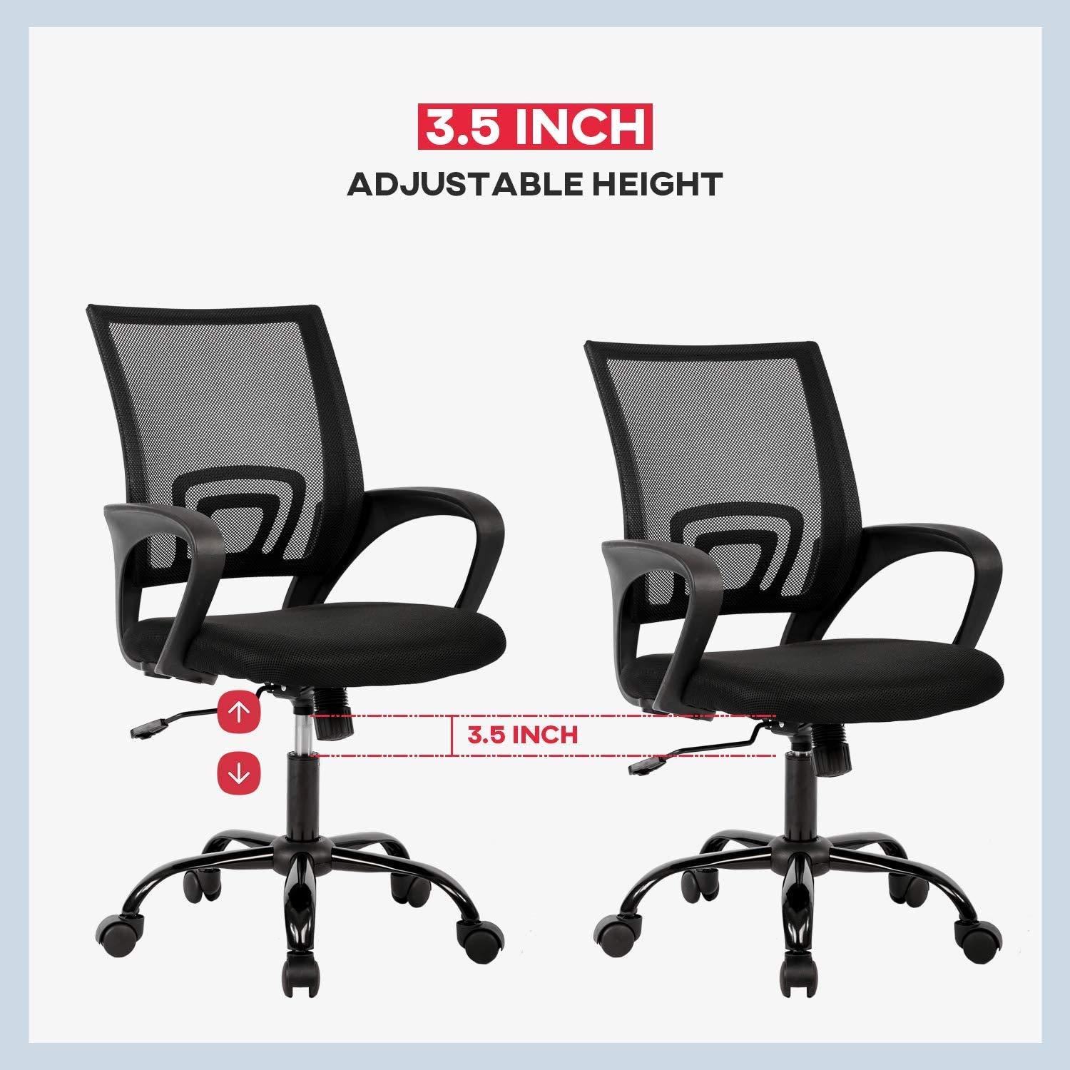 BestOffice Office Chair Ergonomic Cheap Desk Chair Mesh Computer Chair Lumbar Support Modern Executive Adjustable Stool Rolling Swivel Chair for Back Pain (Black) - Image 4
