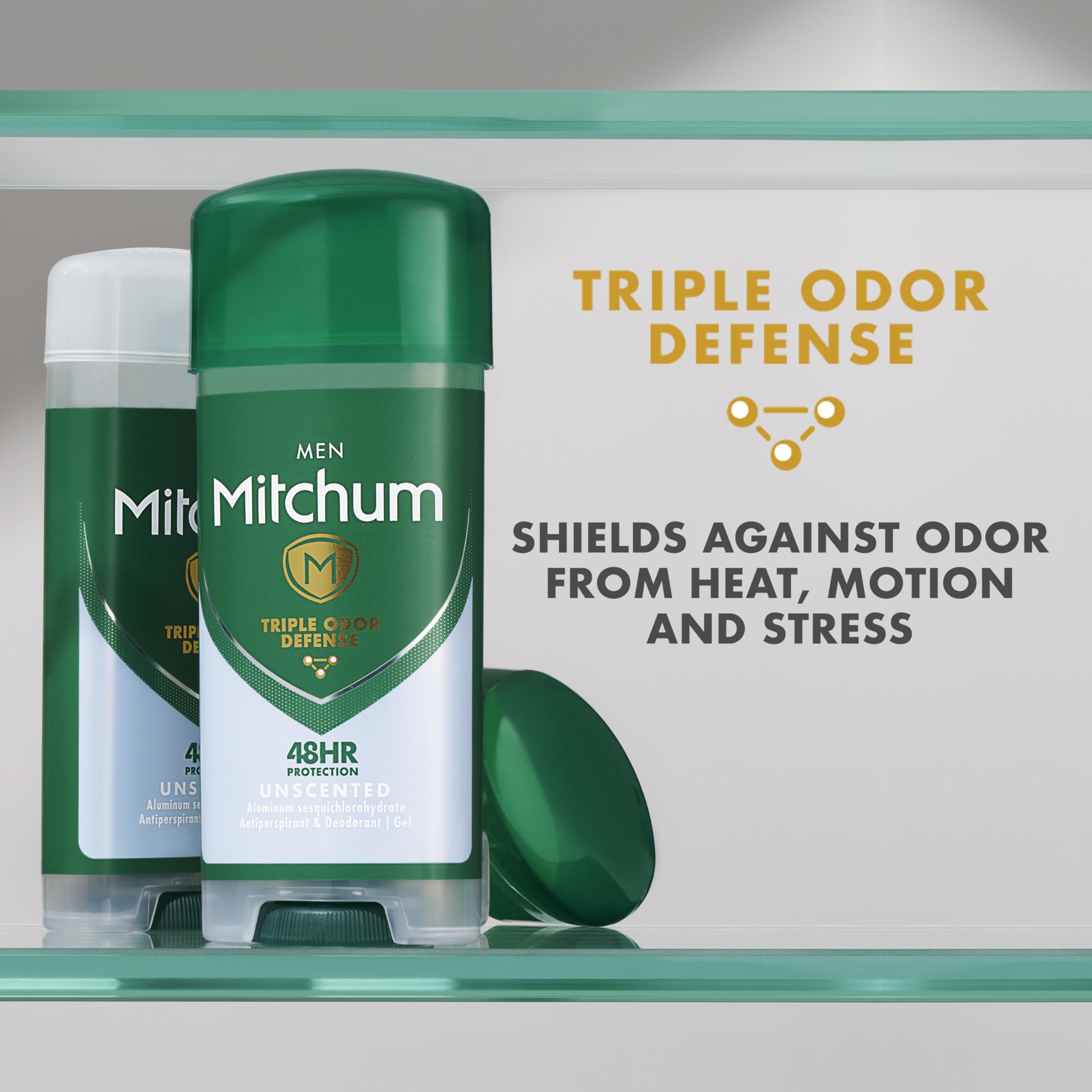 Mitchum Men's Deodorant, Antiperspirant, Triple Odor Defense Gel Stick, 48 Hr Protection, Dermatologist Tested, Alcohol Free, Unscented, 3.4 Oz (Pack of 2) - Image 6
